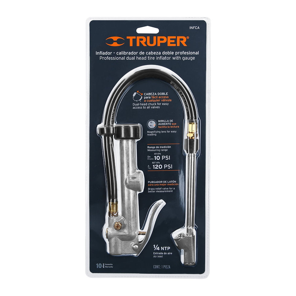 Miniatura: Inflador calibrador de cabeza doble, profesional, 1/4 NPT