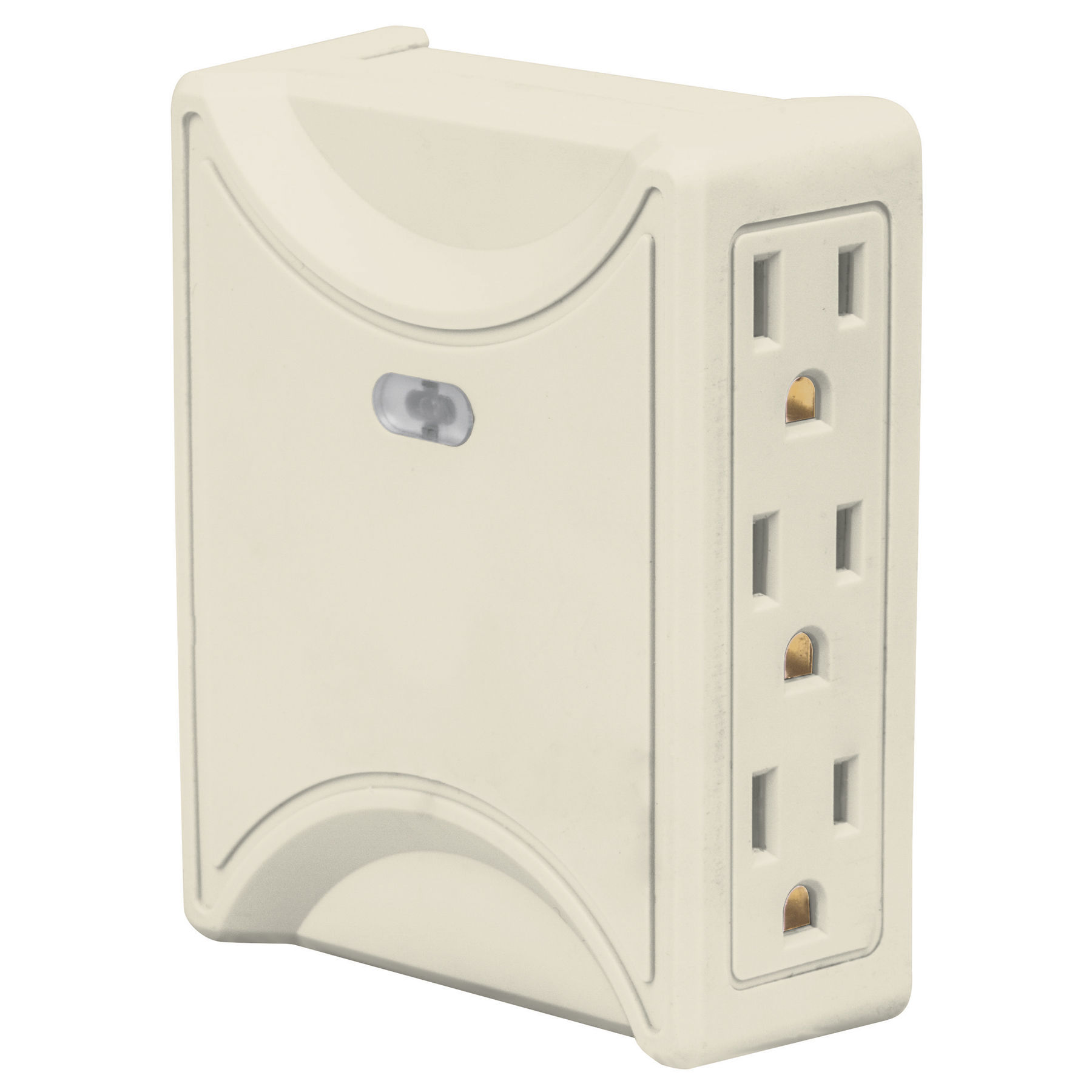 Multicontacto 6 entradas, aterrizado, lateral, Volteck