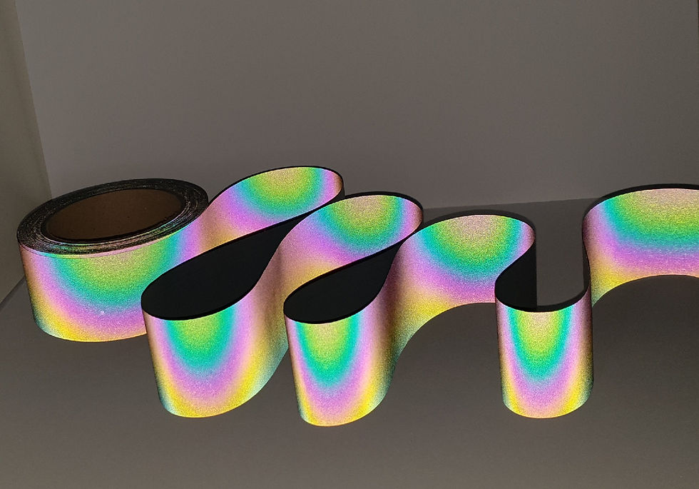 Thumbnail: Iridescent Reflective sew-on tape, 5cm wide
