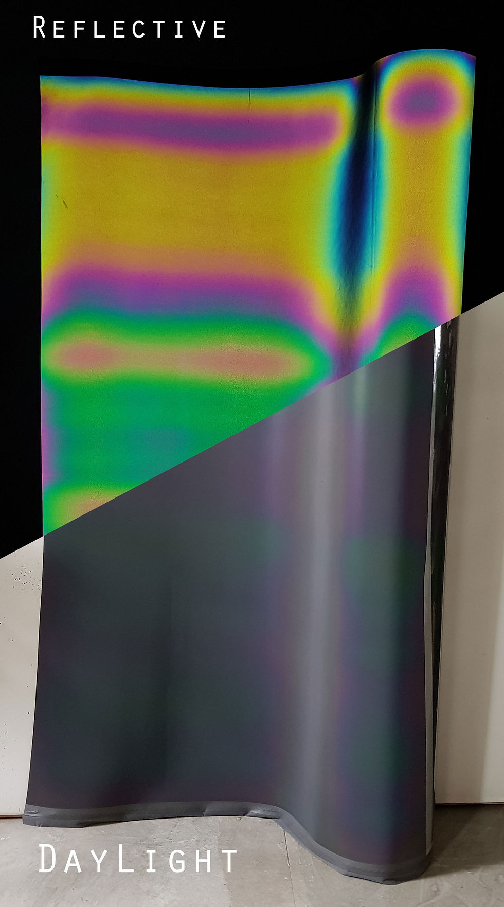 Thumbnail: 100cm wide Reflective Iridescent Vegan Leather - Rainbow Leatherette fabric