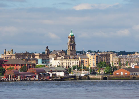 View of Birkenhead skyline across the Mersey river in Liverpool, UK.jpg