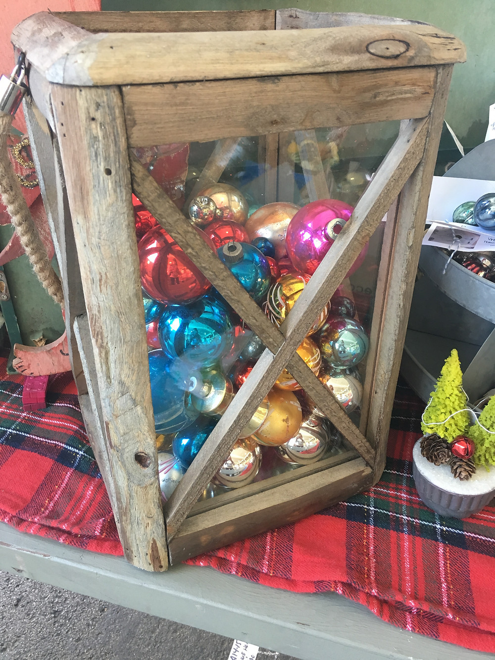 Lantern with Vintage Ornaments
