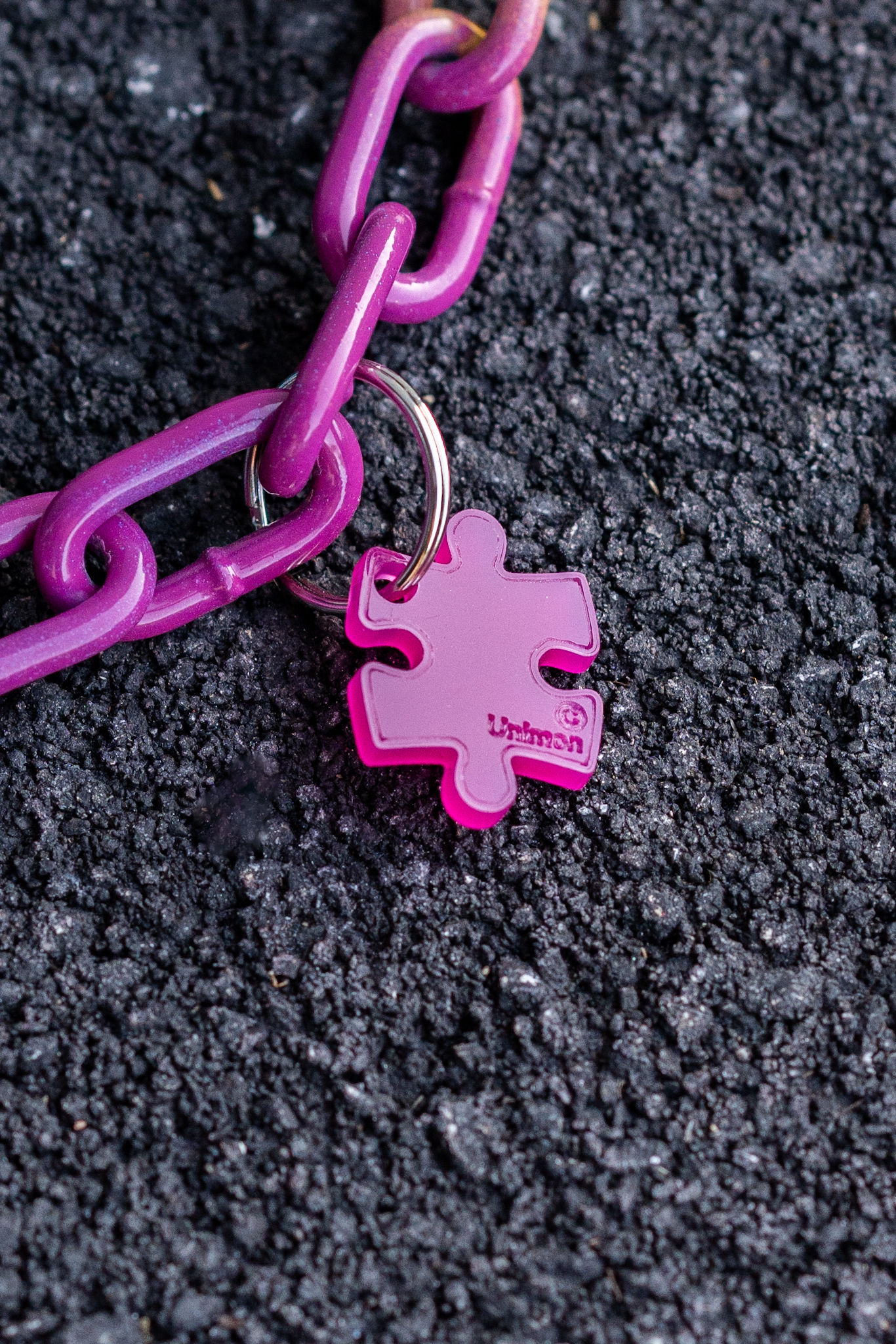 Leichte, geräuschlose Anhänger von Unimon aus Acrylglas, die an Hundeketten oder Armbändern angebracht werden können.