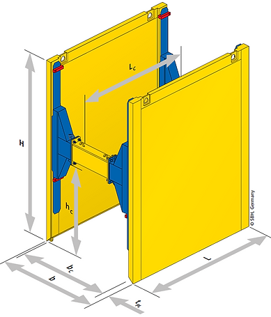 Visualisation caisson à étaiements coulissants
