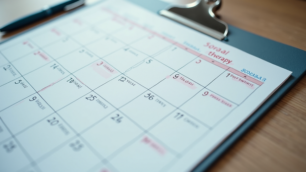 High angle view of a calendar with marked therapy appointments