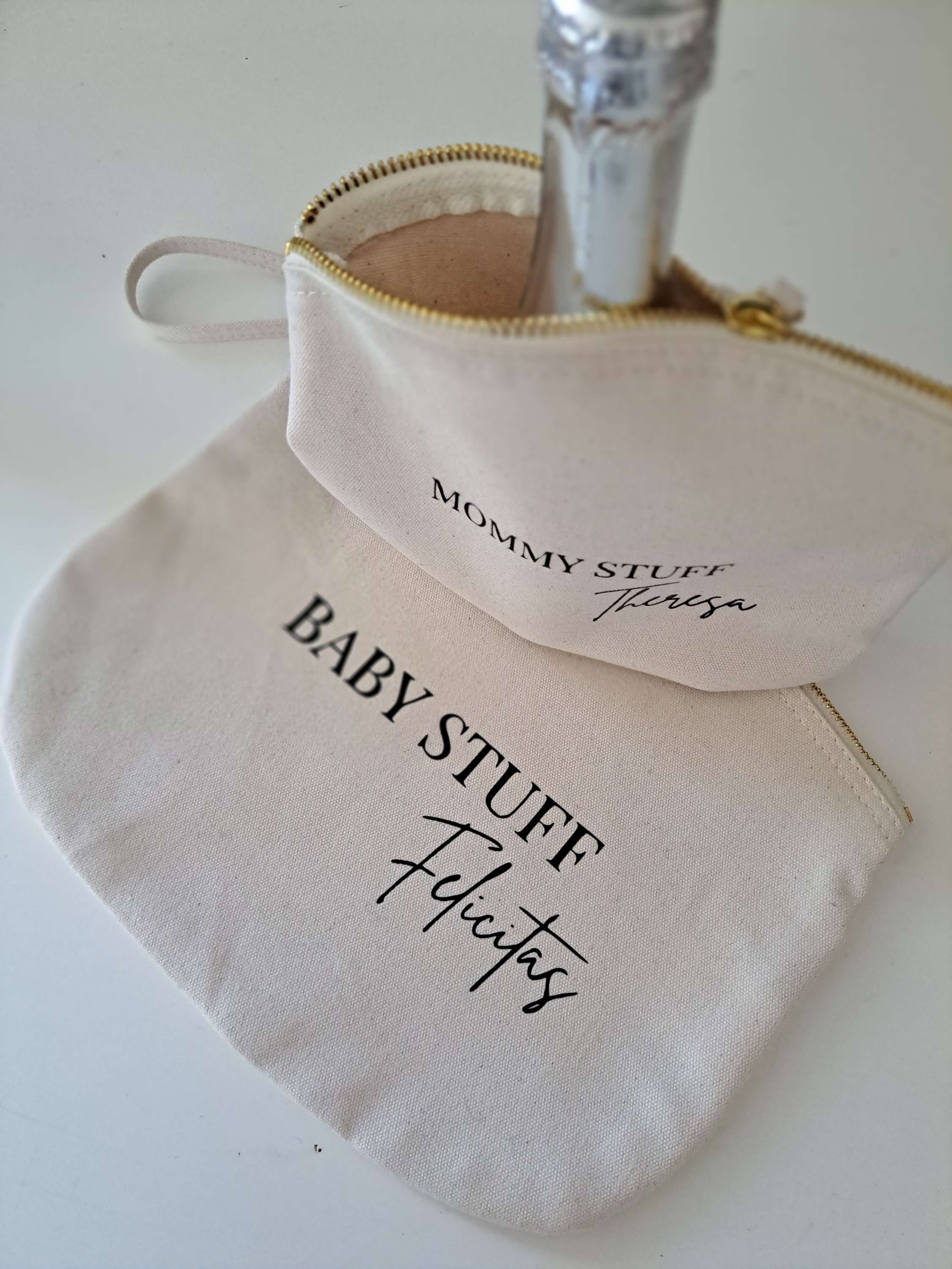 Natur Baumwoll Necessaire GOLDZIPP rund SET