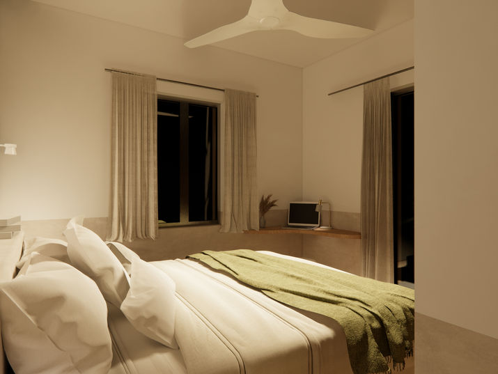 Chambre privée moderne blanche dans une villa à Paros