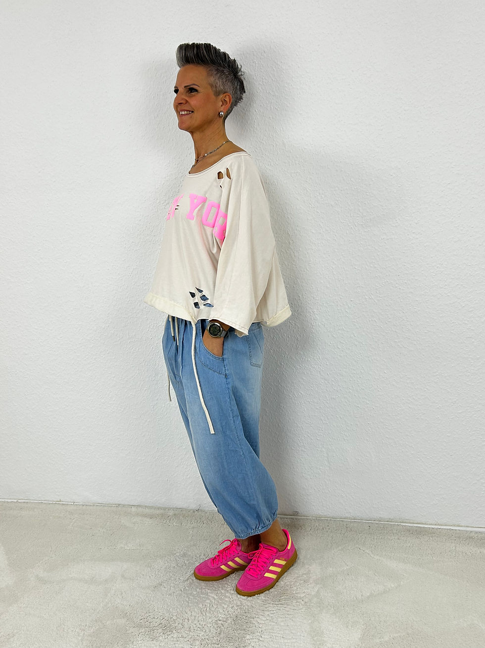 Miniaturbild: Cropped Kurzarmshirt "Yorky" beige