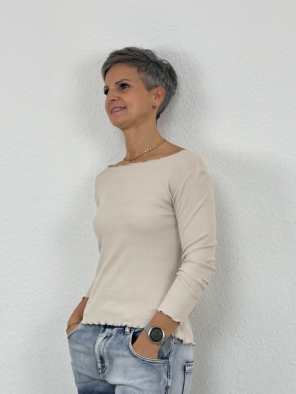 Langarmshirt "Liva" beige