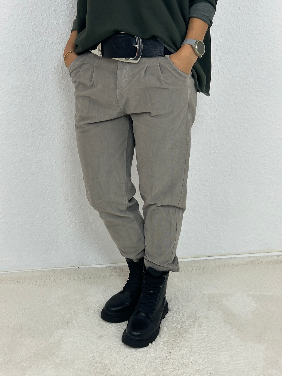 Cord Hose "Lina" taupe