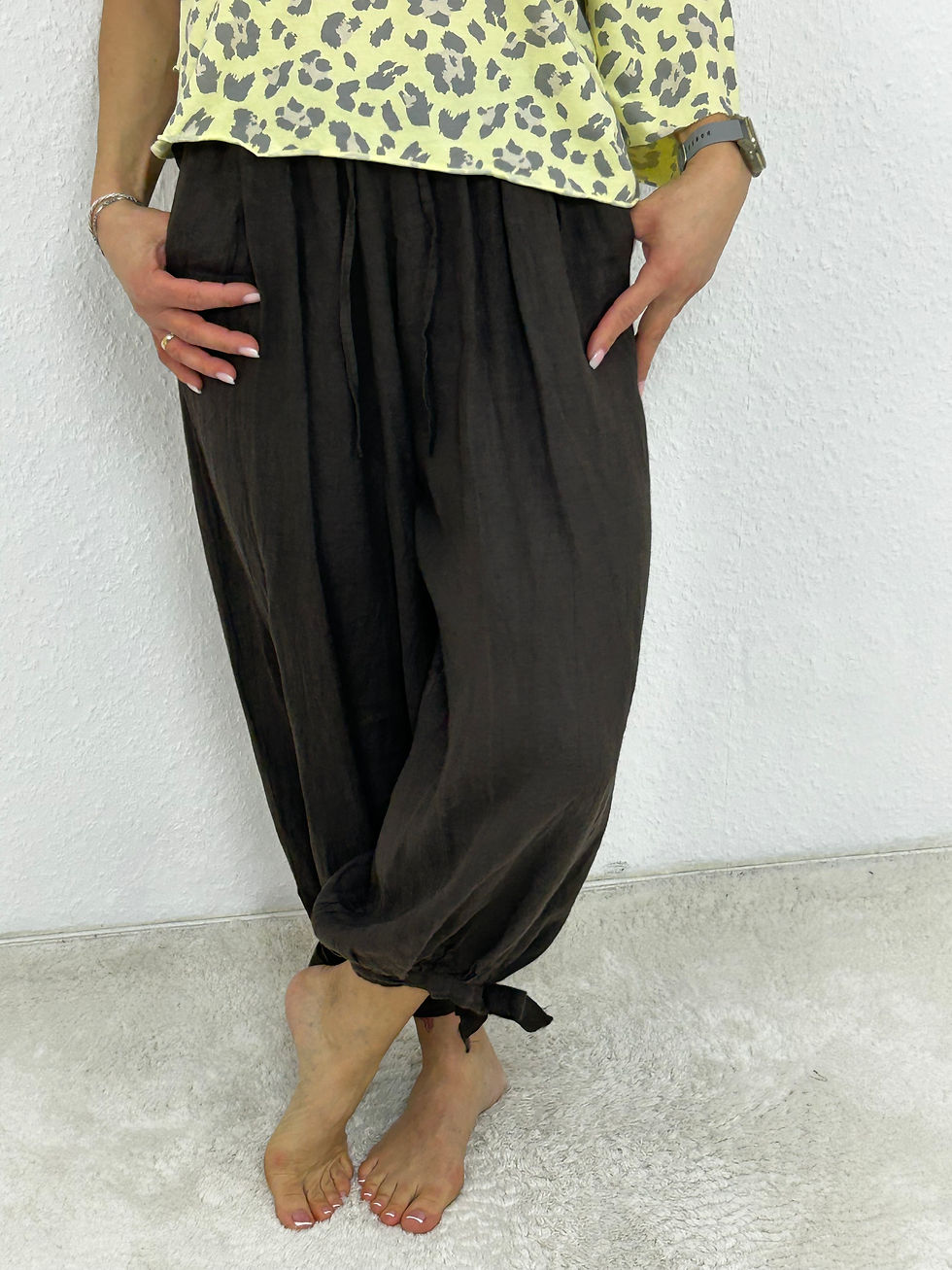 Miniaturbild: Leinen Ballon-Hose "Winja" schokobraun