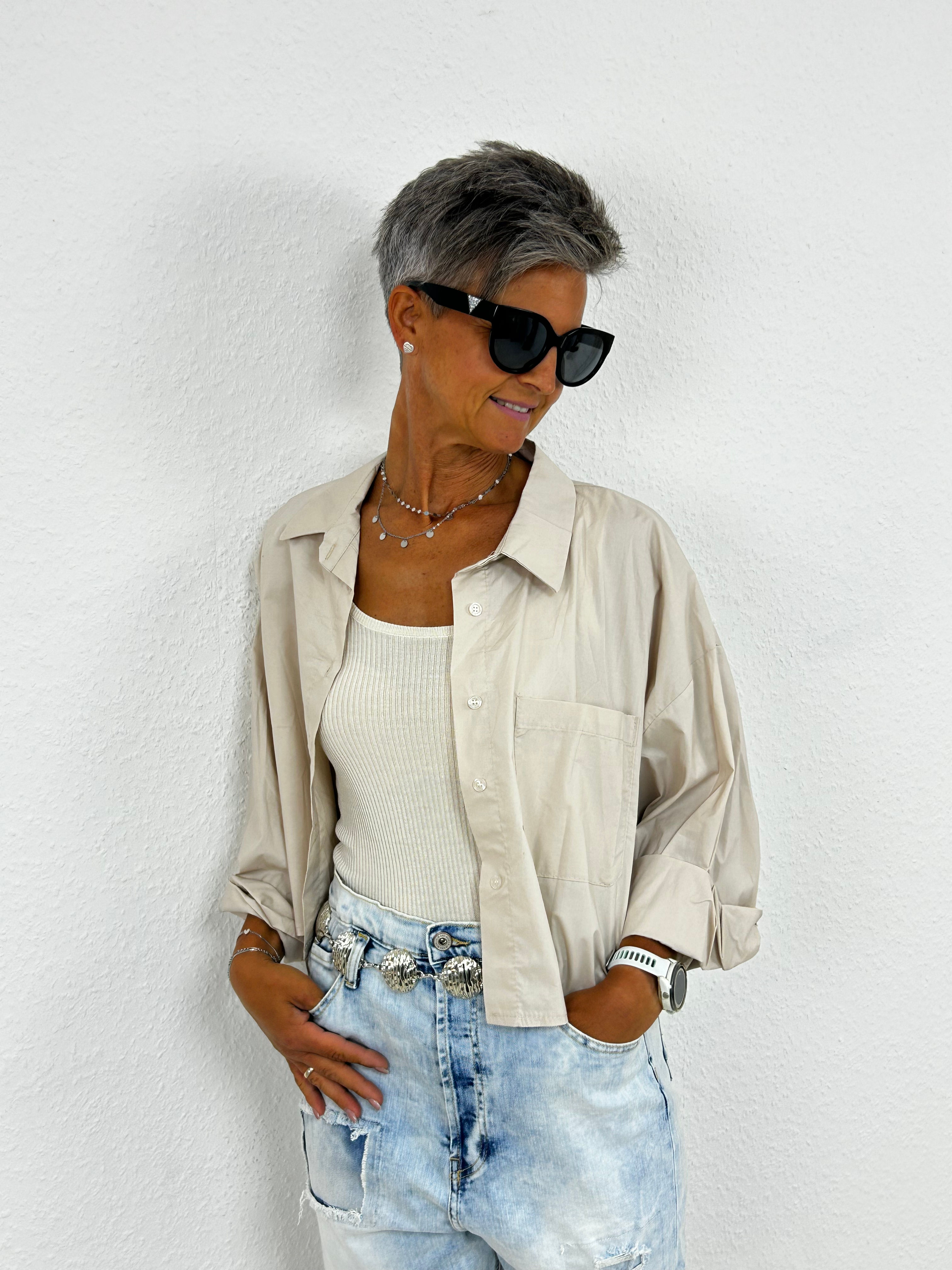 Cropped Bluse "Any" beige