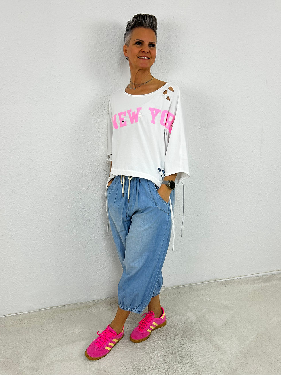 Miniaturbild: Cropped Kurzarmshirt "Yorky" weiß