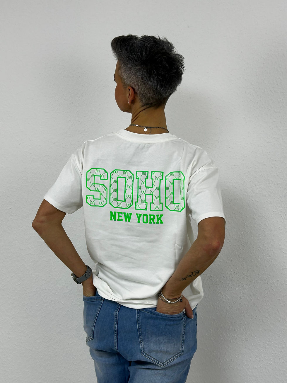 Miniaturbild: Kurzarmshirt "Soho" weiß-grün