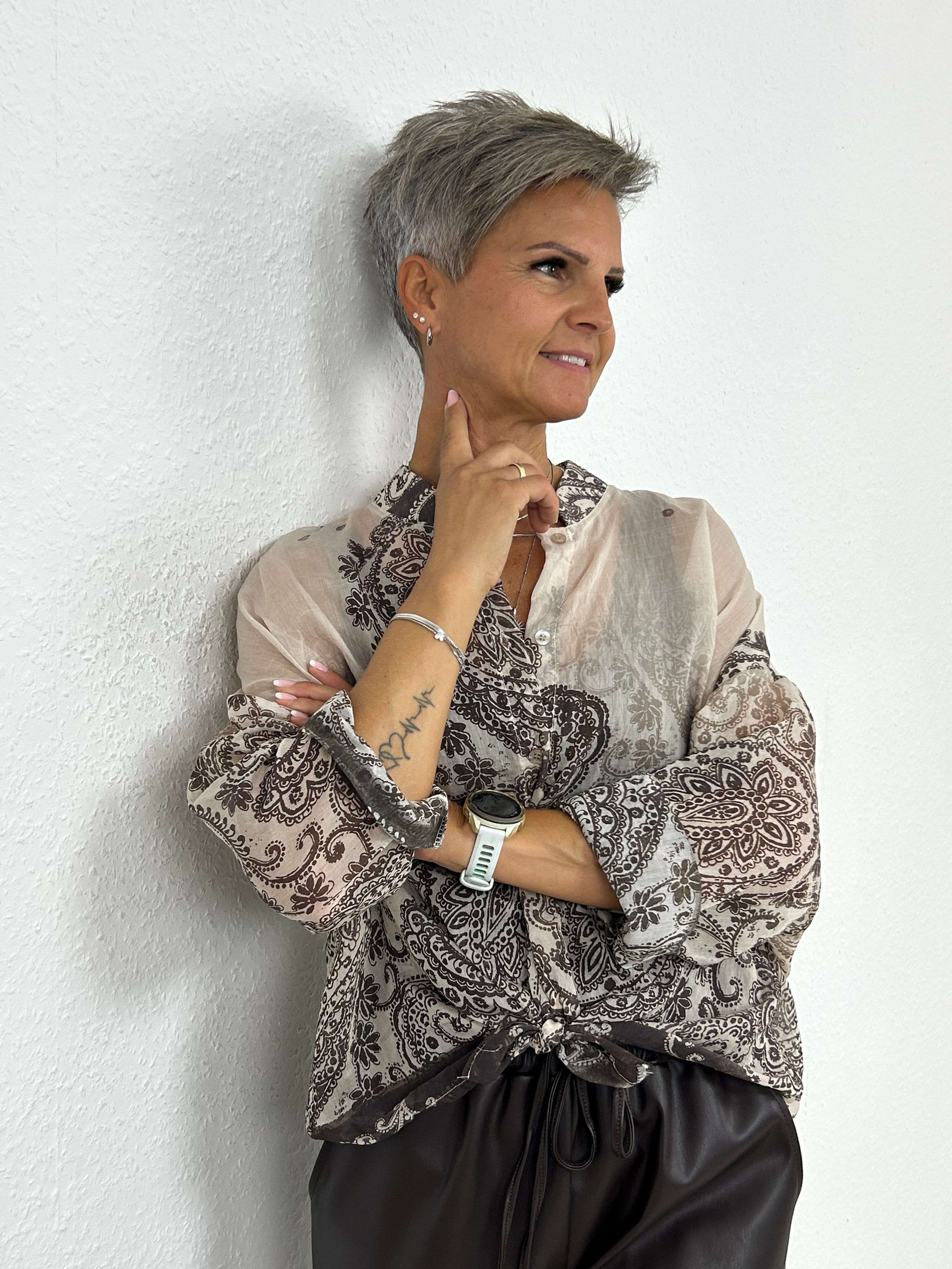 Bluse „Urielle“ beige-braun