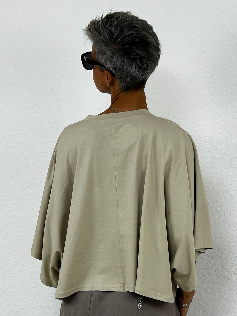 Miniaturbild: Oversized Cropped Kurzarmshirt „Varya" beige