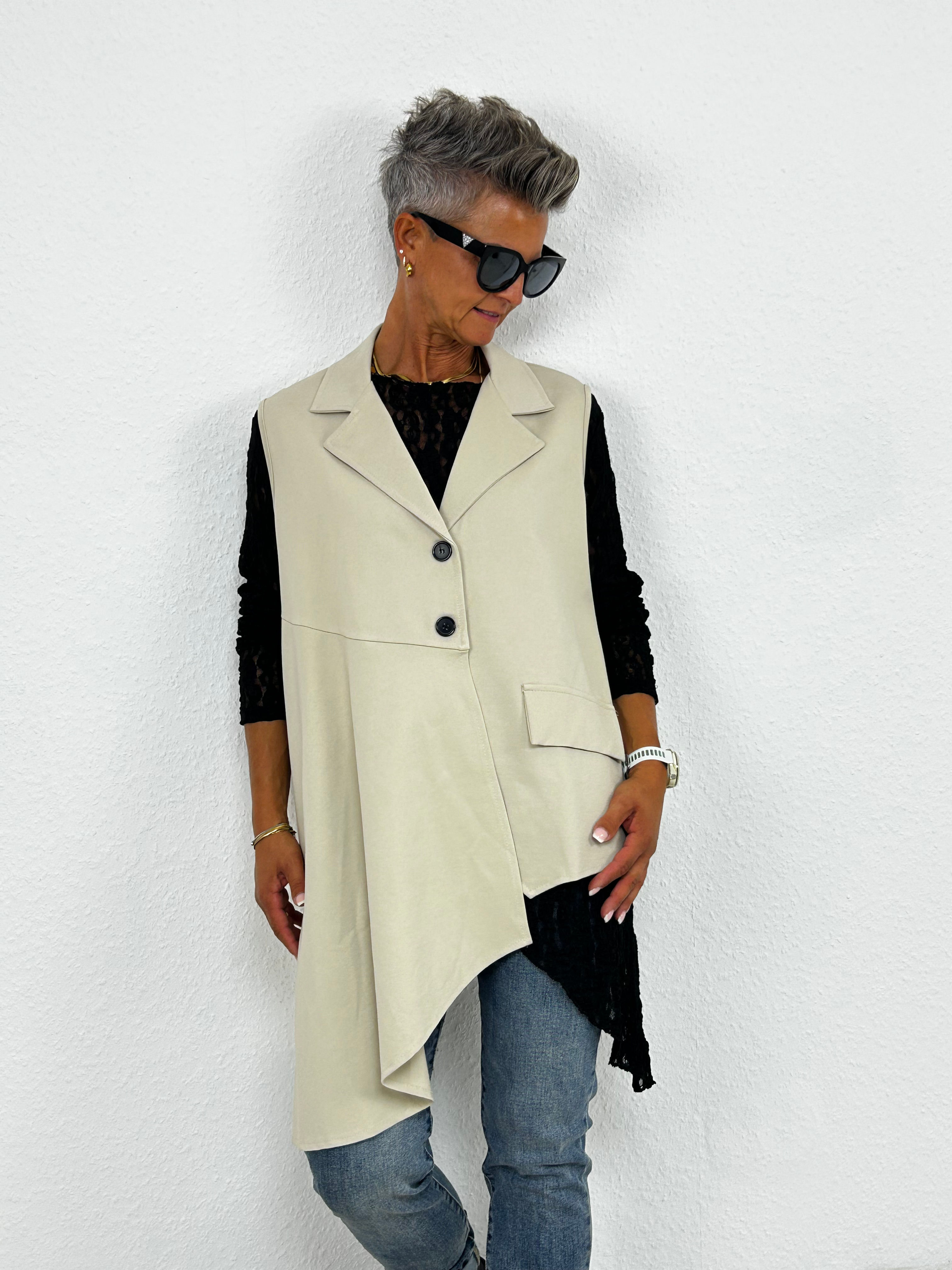 Asymmetrische Weste "Zora" beige
