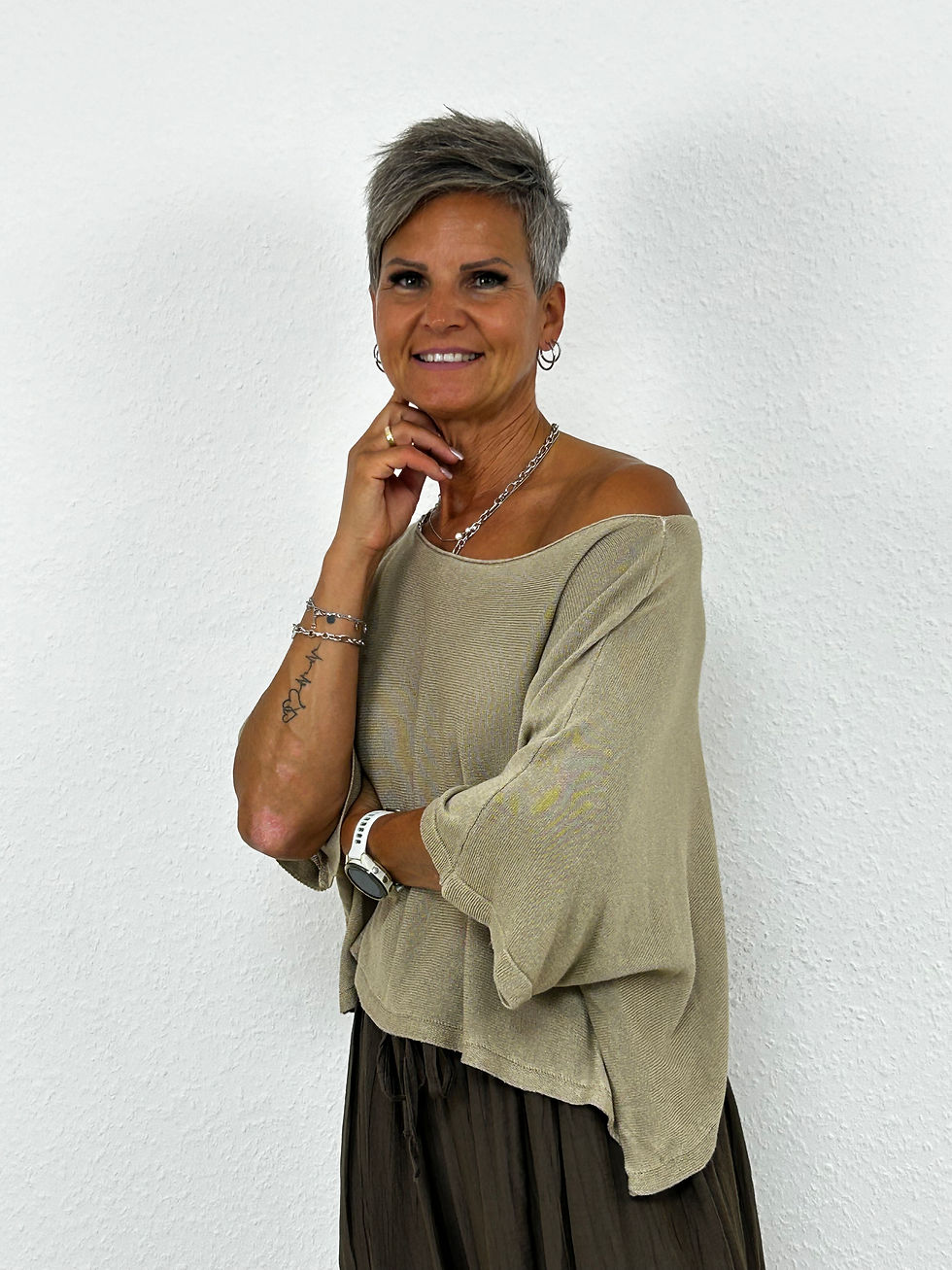 Miniaturbild: Cropped Feinstrickpulli „Joy" beige