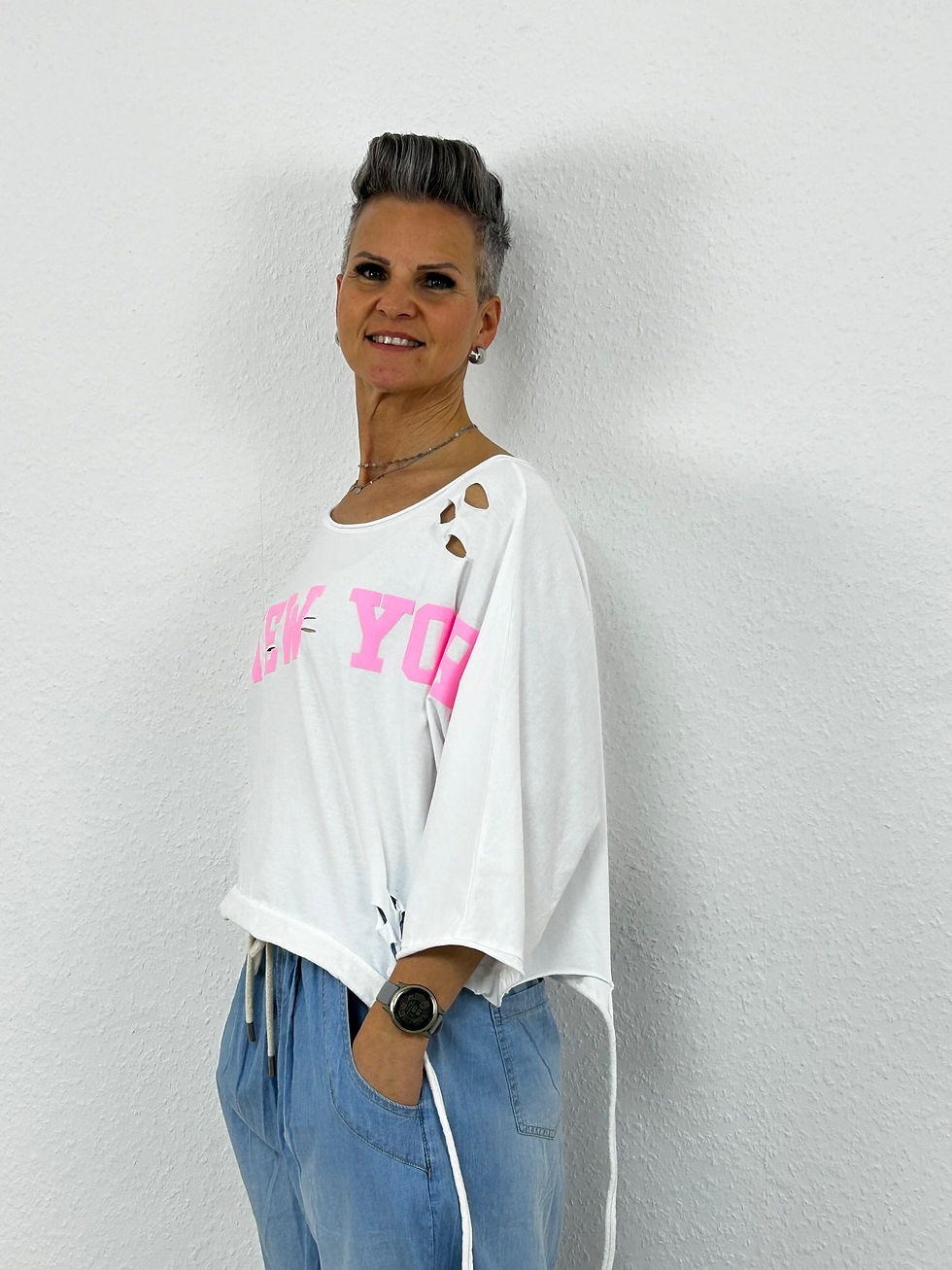 Miniaturbild: Cropped Kurzarmshirt "Yorky" weiß