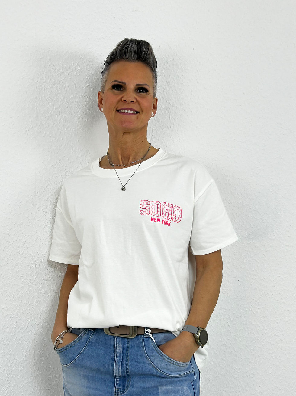 Miniaturbild: Kurzarmshirt "Soho" weiß-pink