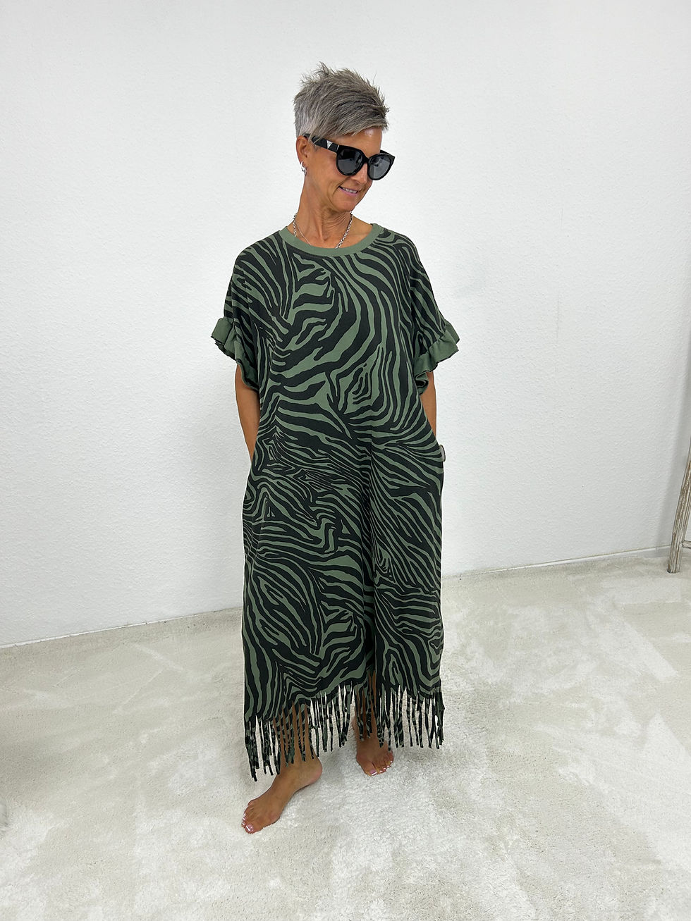 Miniaturbild: Maxi Sweatykleid "Luna" oliv