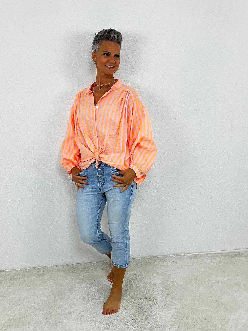 Miniaturbild: Hemdbluse "Loranja" orange-rosa