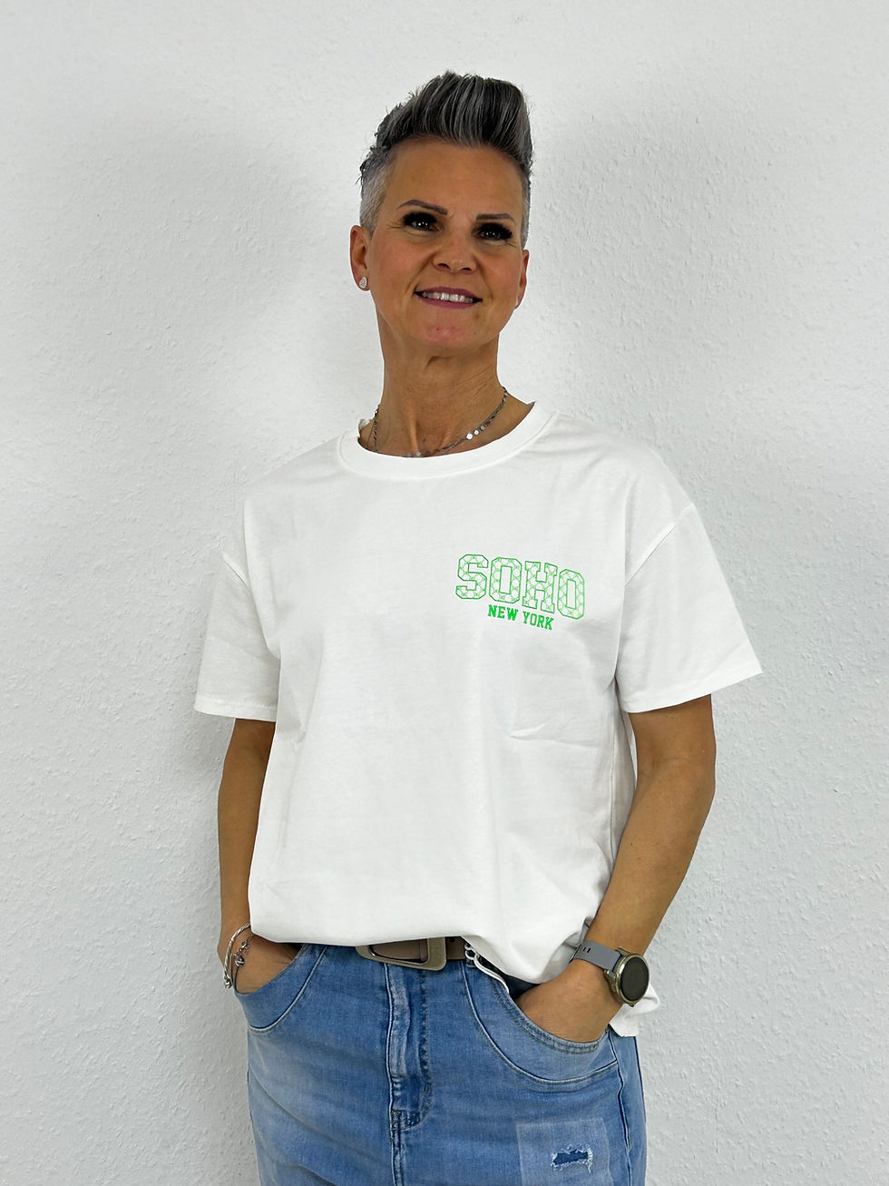 Miniaturbild: Kurzarmshirt "Soho" weiß-grün