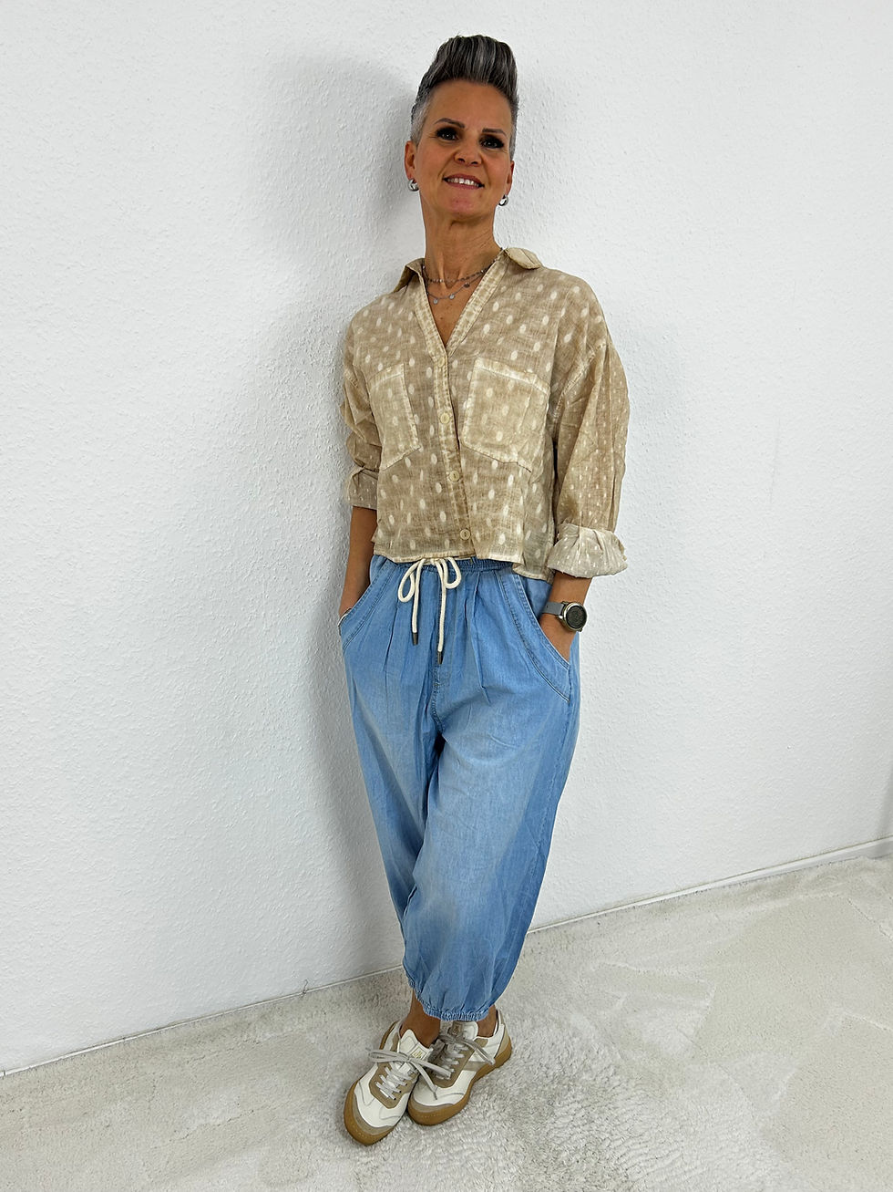 Miniaturbild: Cropped Bluse "Moqano"  beige