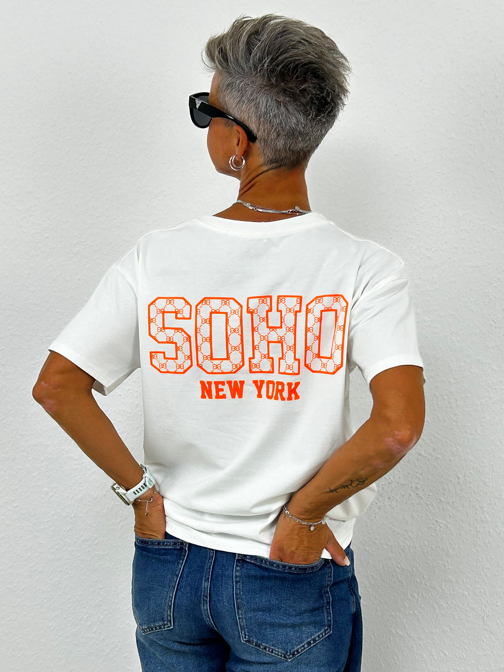 Miniaturbild: Kurzarmshirt "Soho" weiß-orange