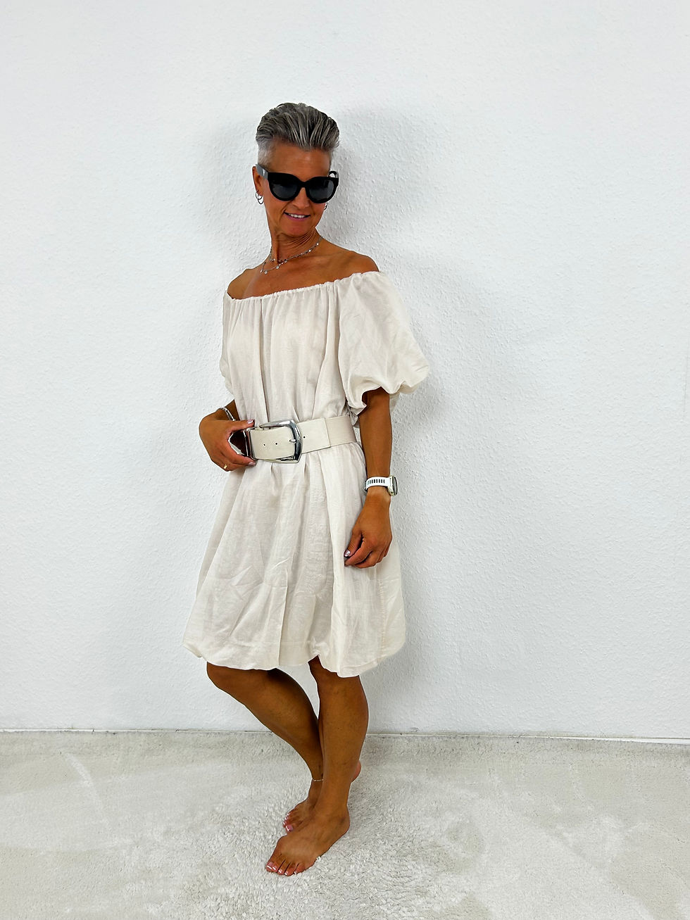 Miniaturbild: Midi Ballonkleid "Jiany" beige