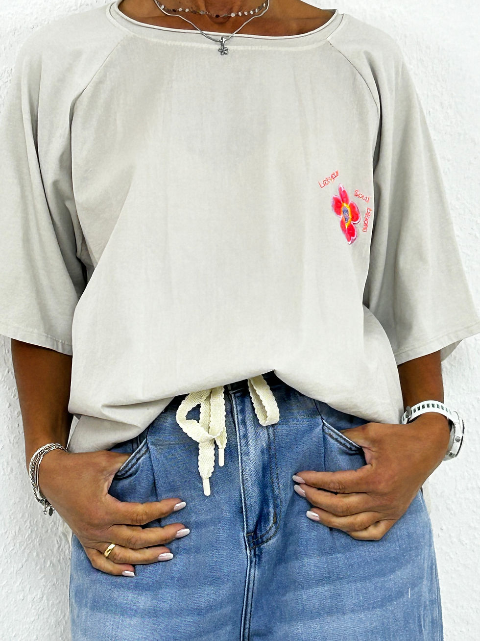 Miniaturbild: Over Size Shirt "Bloom" beige