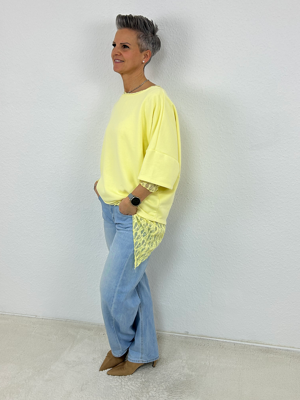 Miniaturbild: Spitzen-Shirt "Pina" zartes gelb