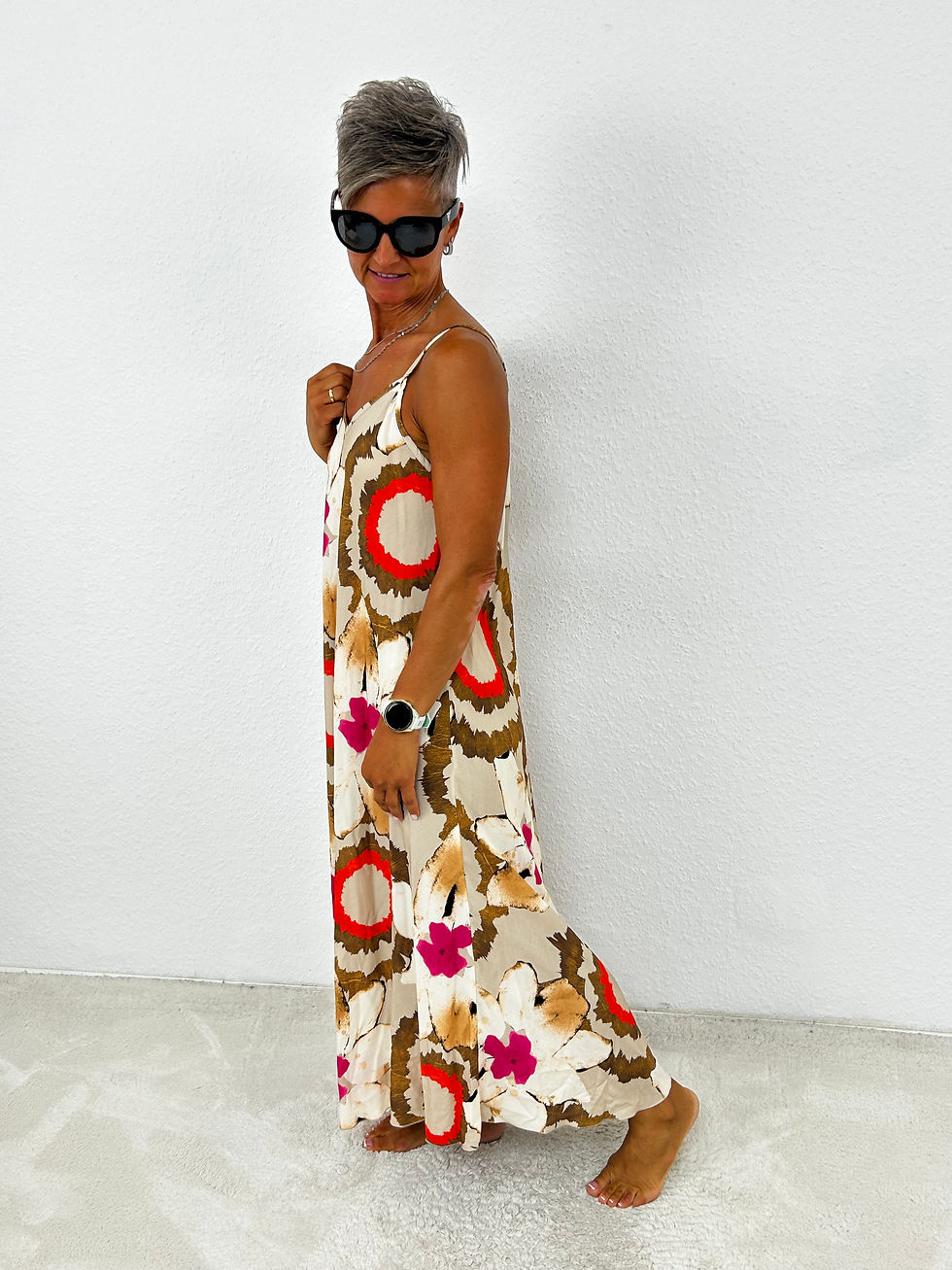 Miniaturbild: Langes - Kleid "sun" beige-mocca-orange