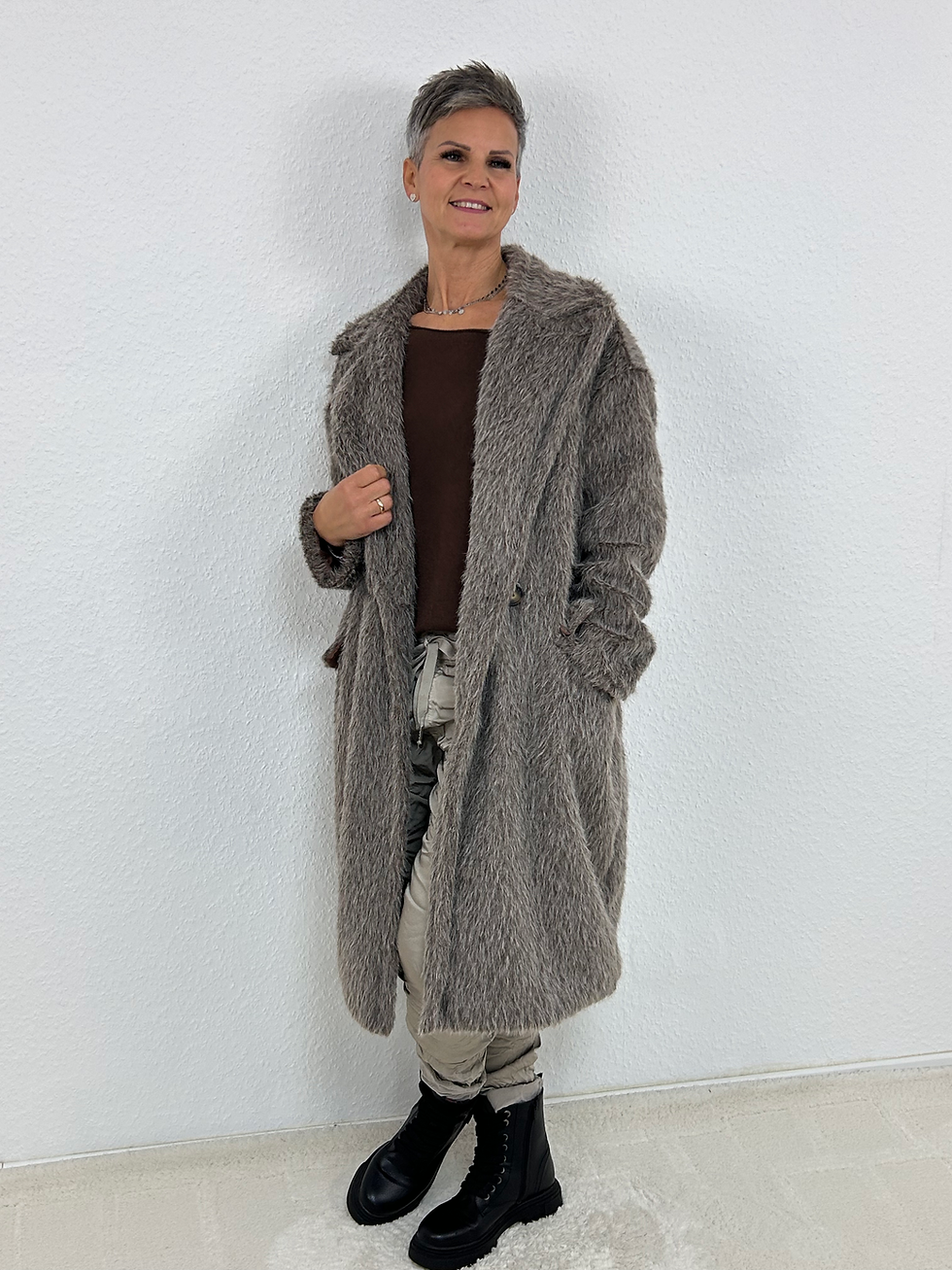 Pelzmantel "Fashion" taupe