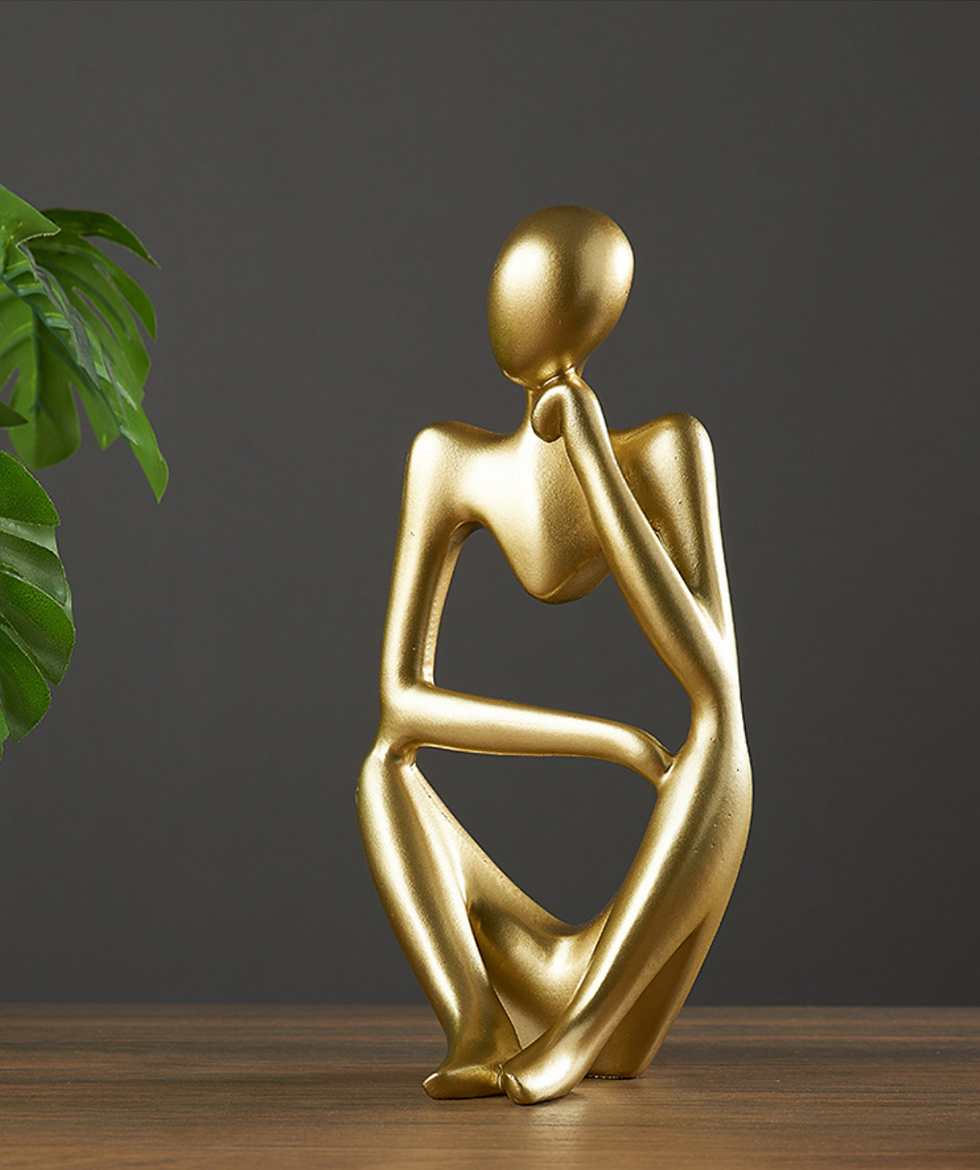 Thumbnail: Thinker Abstract Gold Sculpture