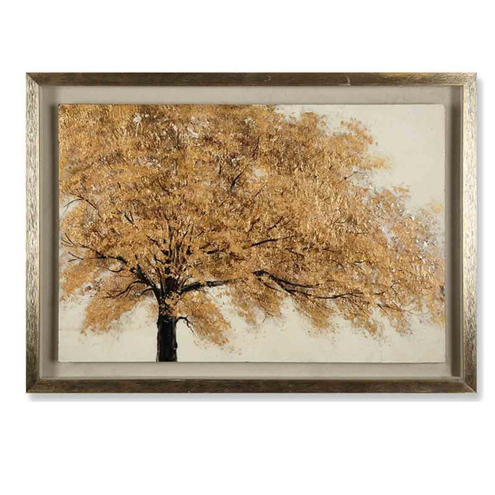 Golden Foiled Tree Oil Painting 3D Shadow Box