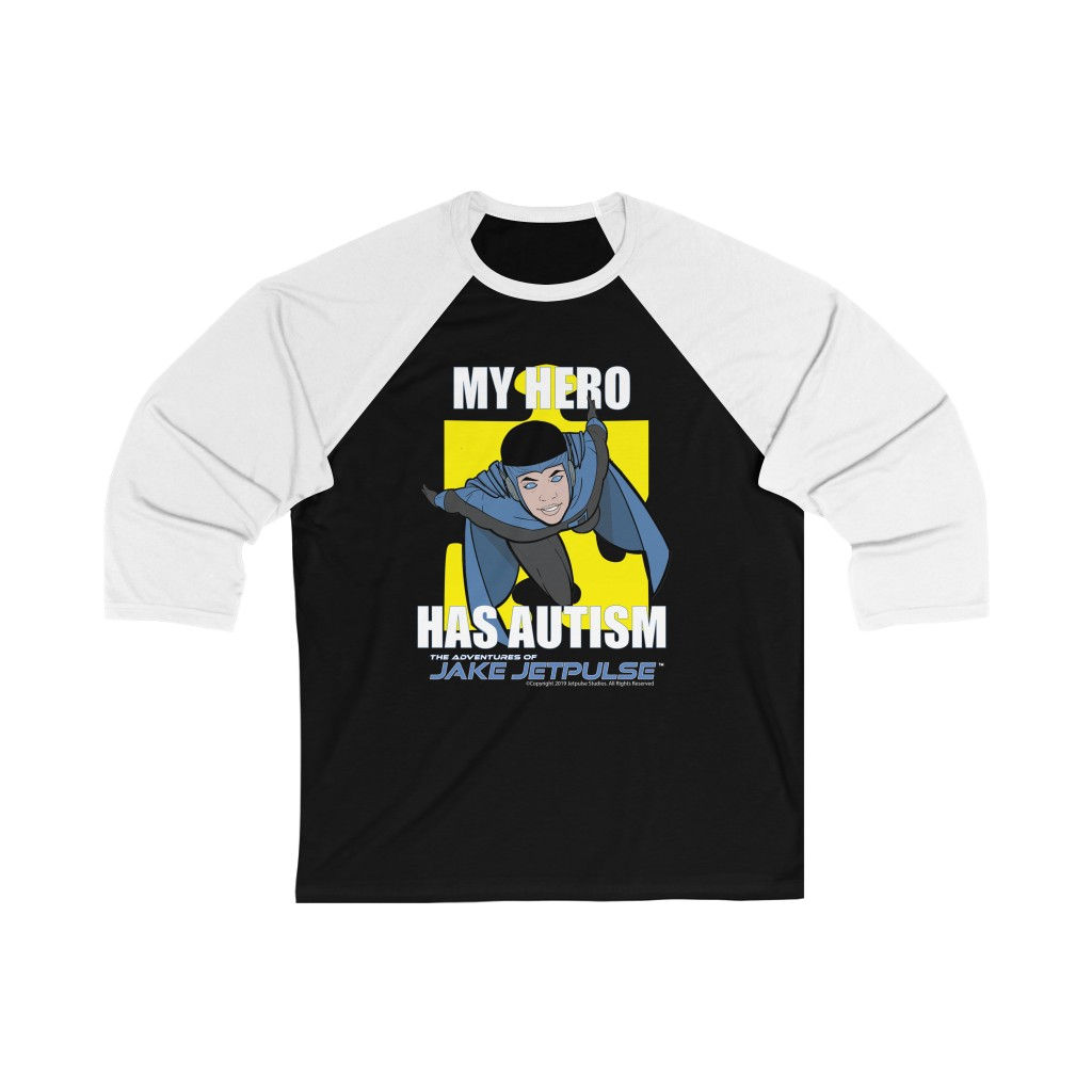 Jake Jetpulse "My Hero Has Autism" Unisex 3/4 Sleeve Baseball Tee
