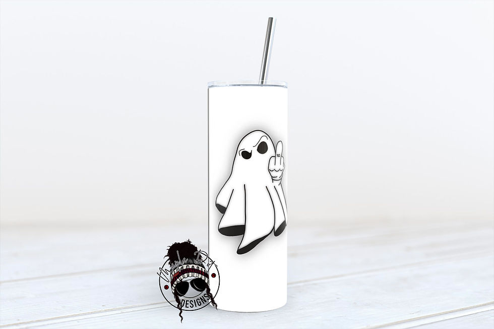 Thumbnail: Fuck Right Off Ghost Tumbler Wrap | Halloween Sublimation