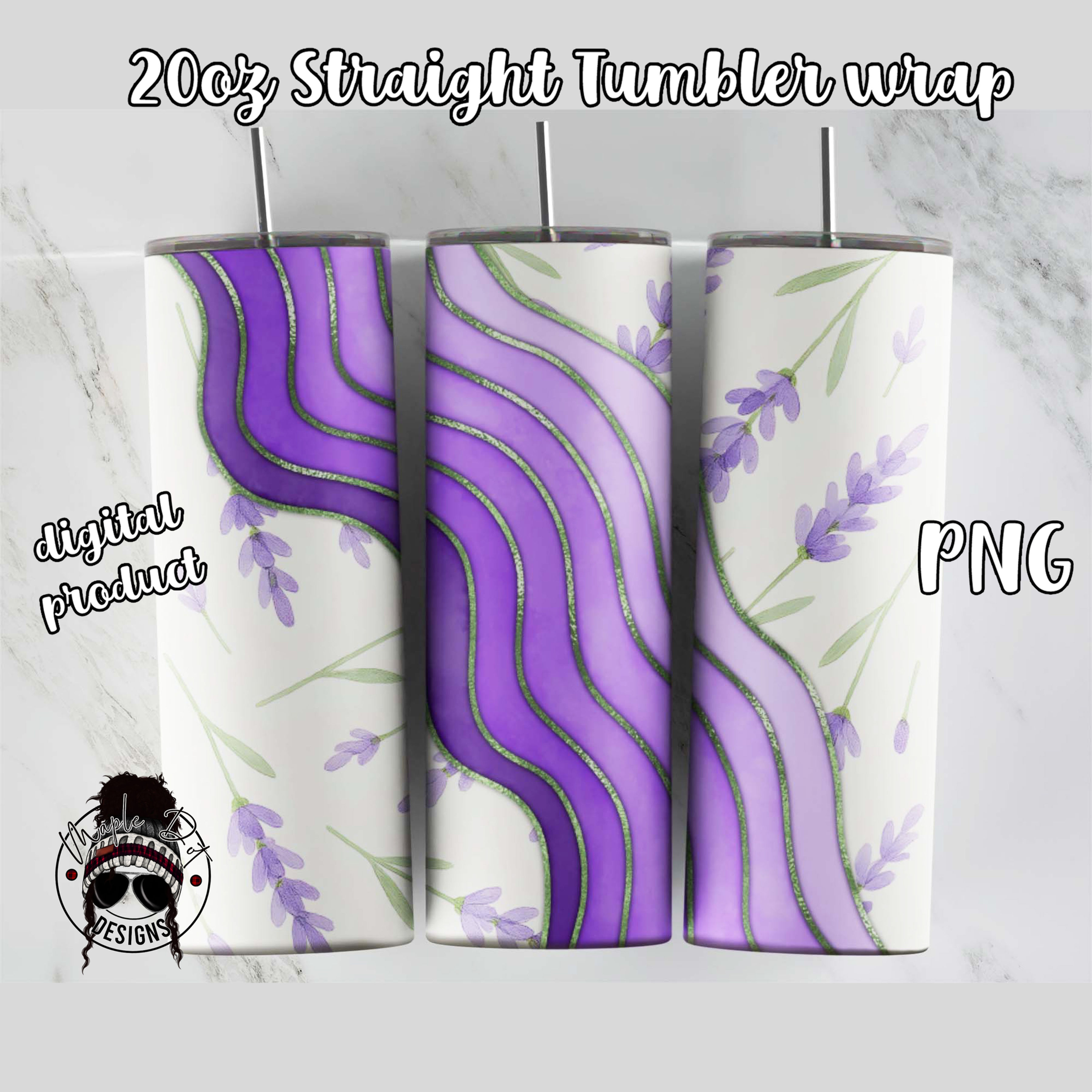 Lavender Wave Tumbler Wrap | Summer Sublimation