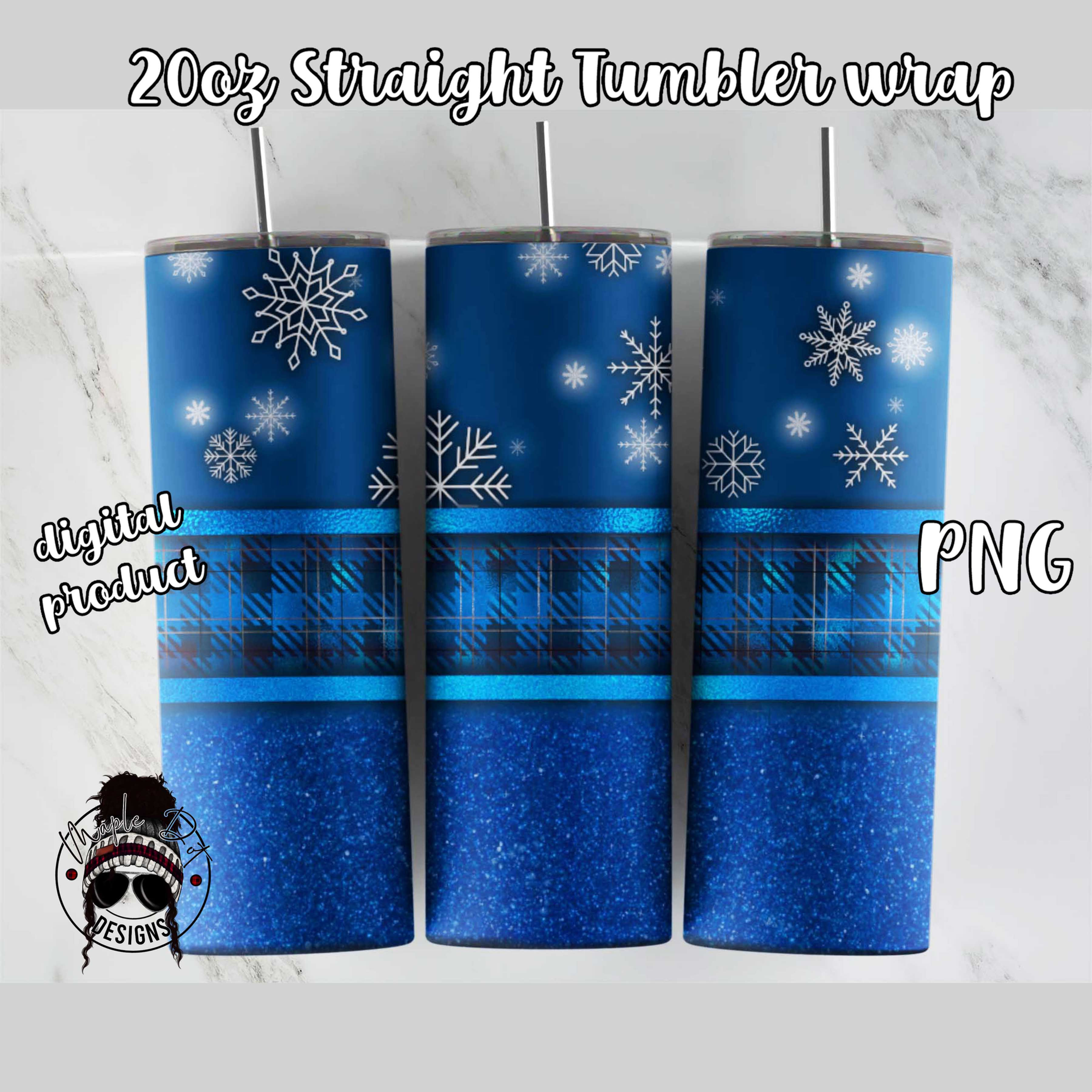 Plaid Snowflakes Tumbler Wrap | 20oz Tumbler Sublimation