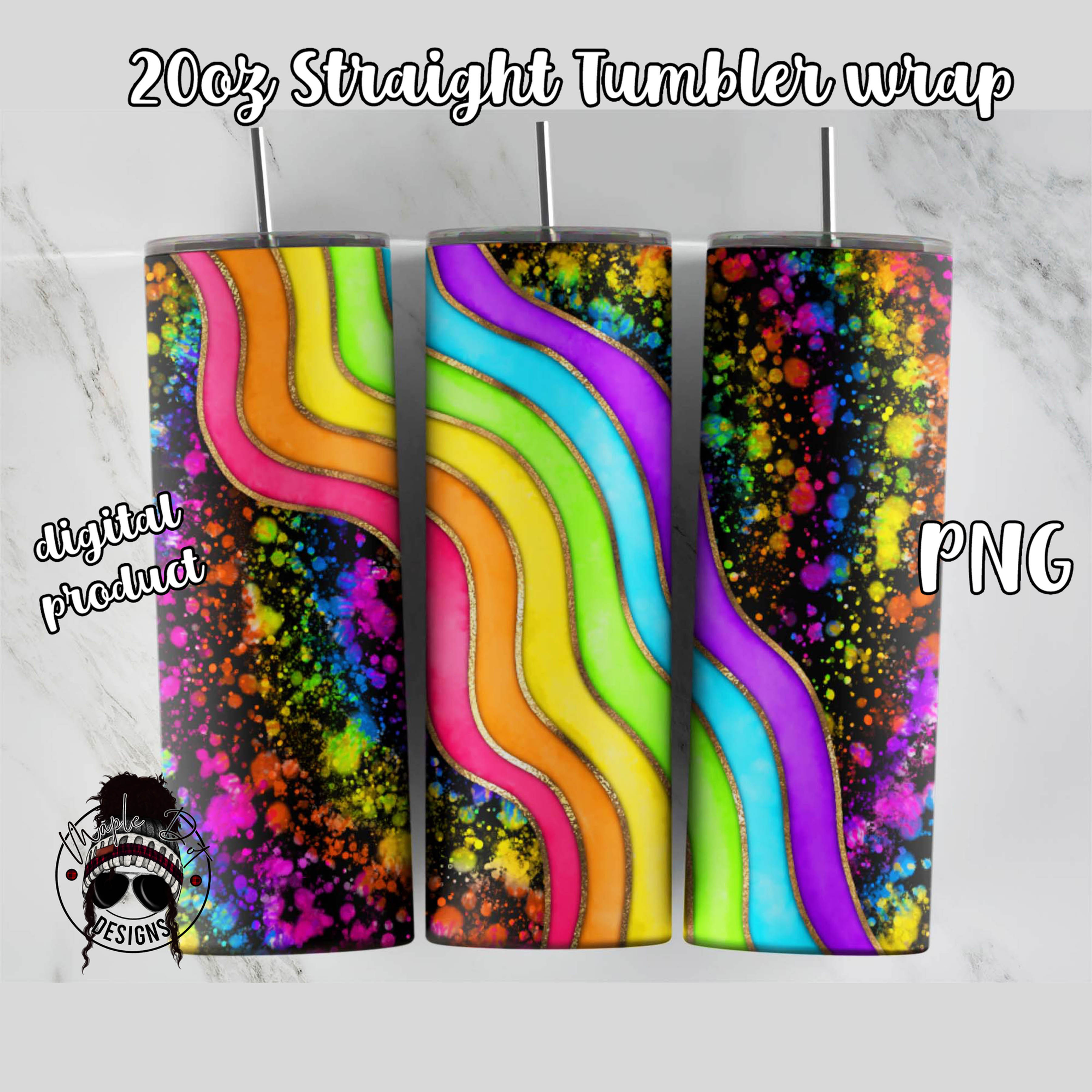 Rainbow Wave Black Powerwash Tumbler | 20oz Tumbler Design
