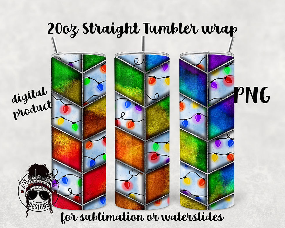 Thumbnail: Christmas Lights Tangram Tumbler Wrap | 20oz Tumbler Sublimation