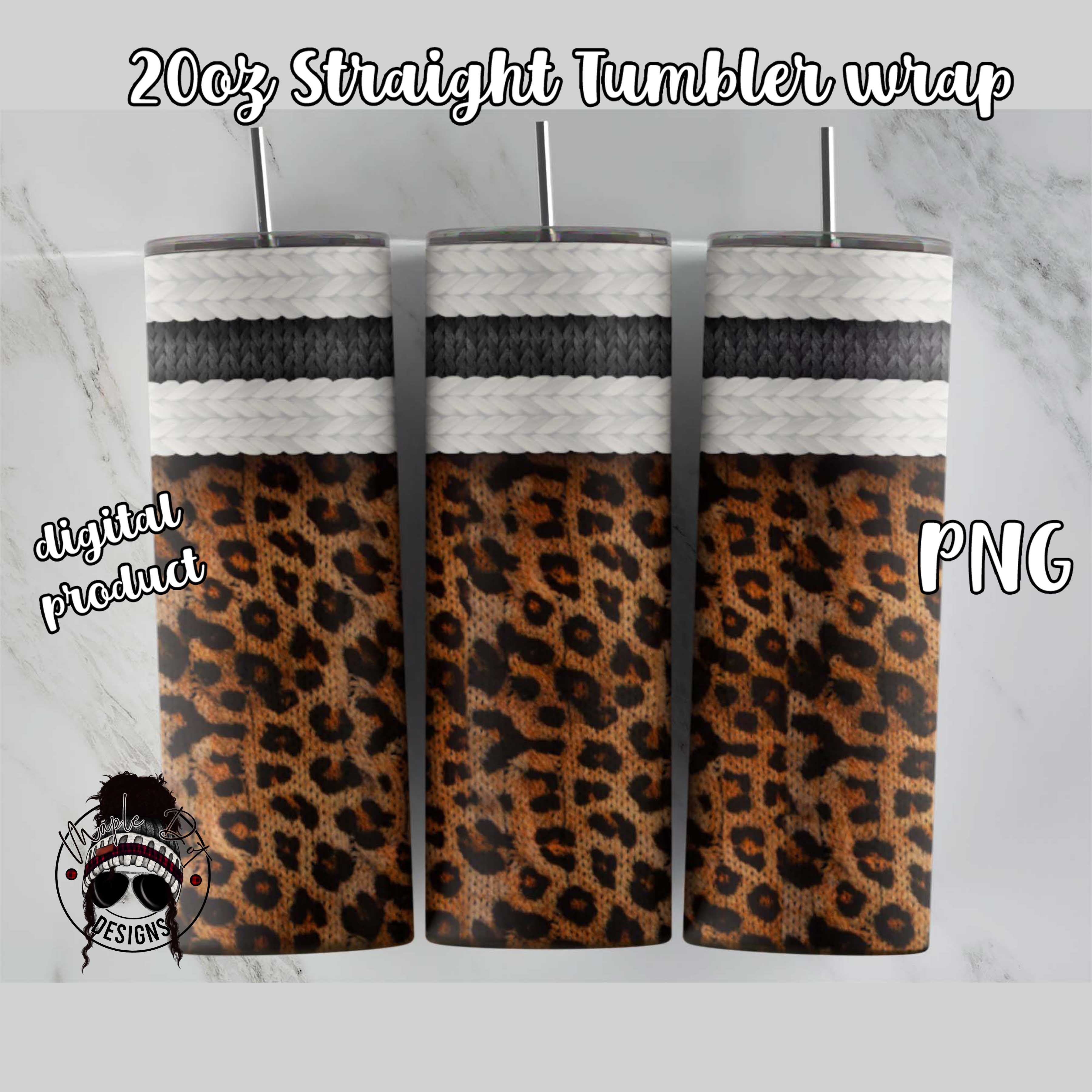 Leopard Sweater Tumbler Wrap - 20oz Straight Tumbler Sublimation