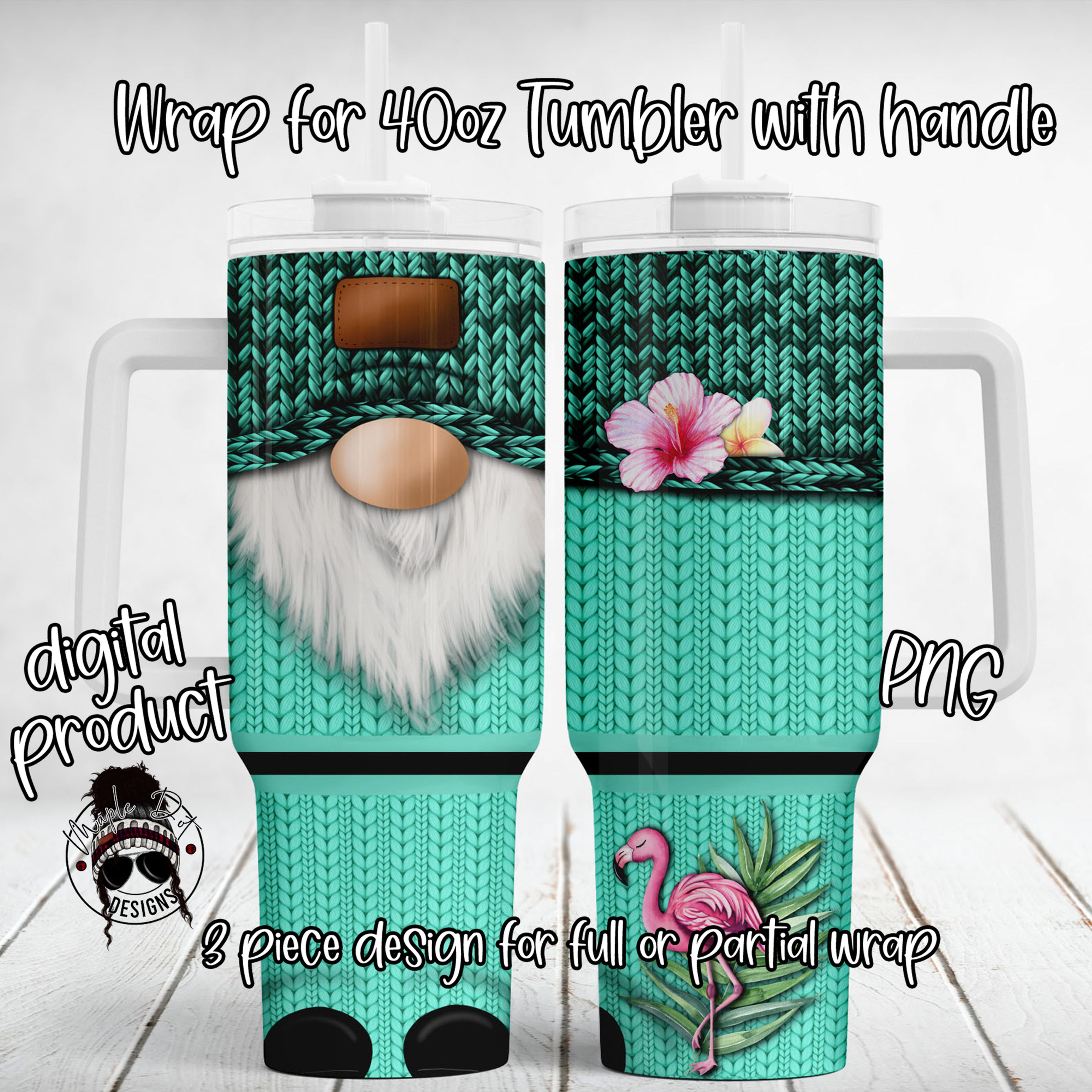 Tropical Gnome 40oz Tumbler Wrap | Tumbler Sublimation