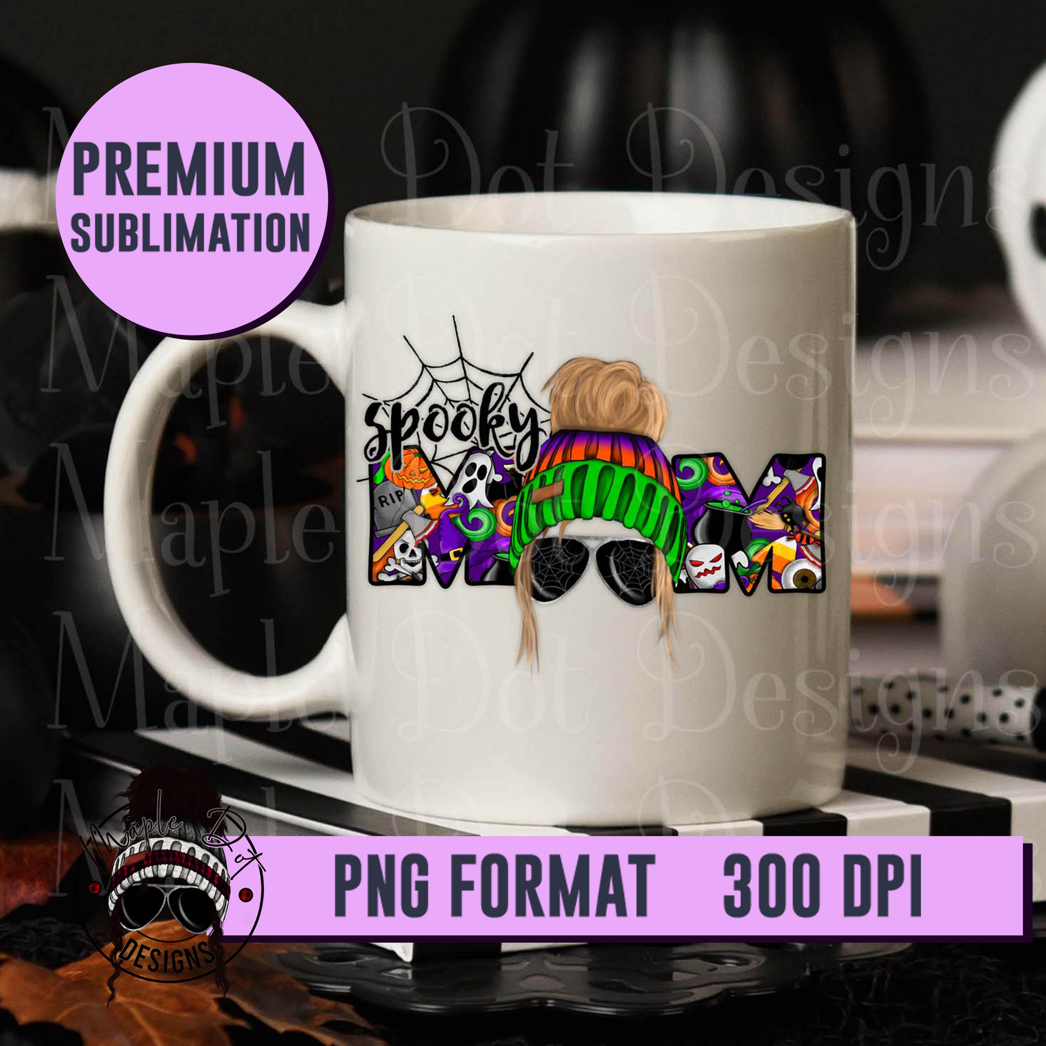 Spooky Mom Messy Bun | Halloween Sublimation