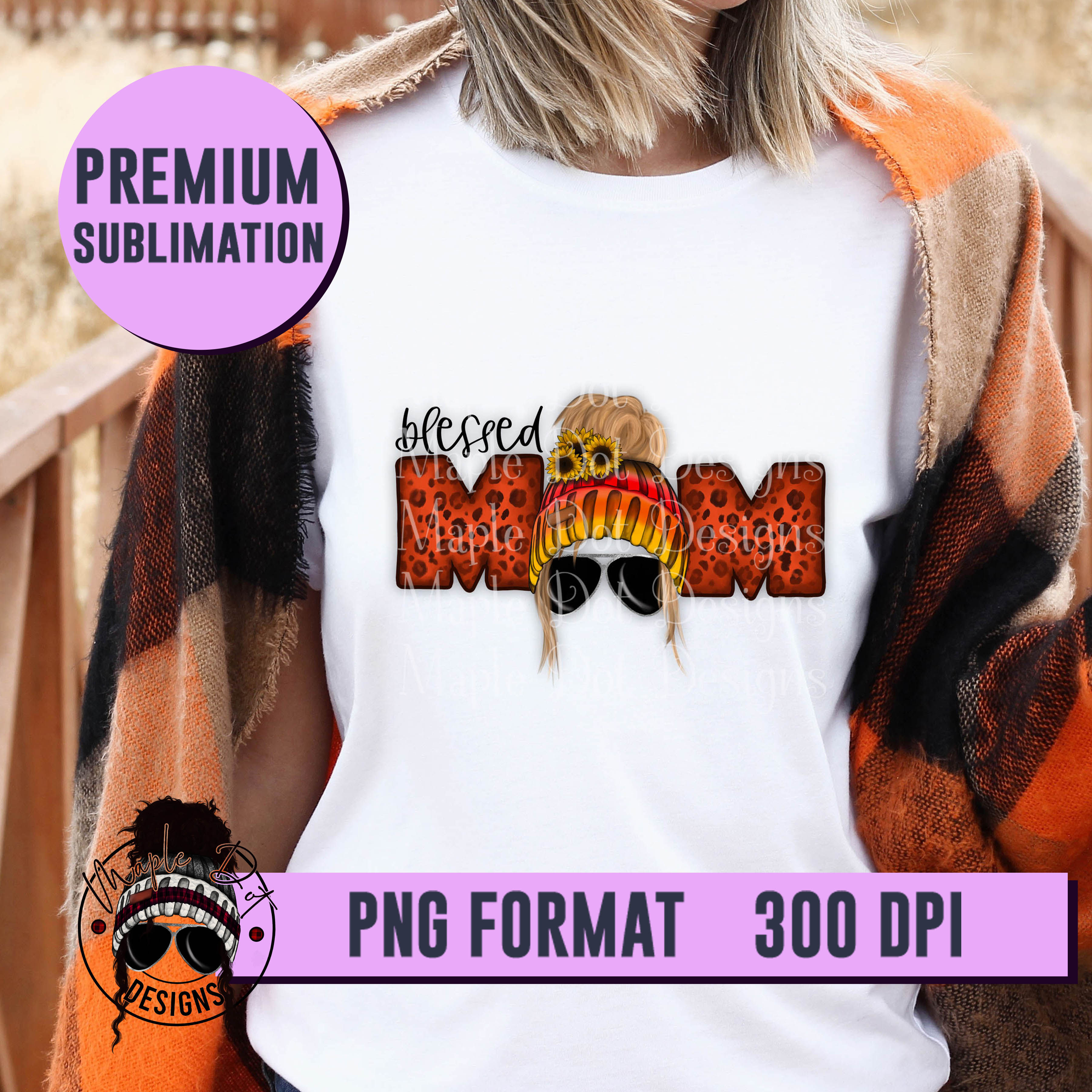 Blessed Mom Messy Bun | Digital File