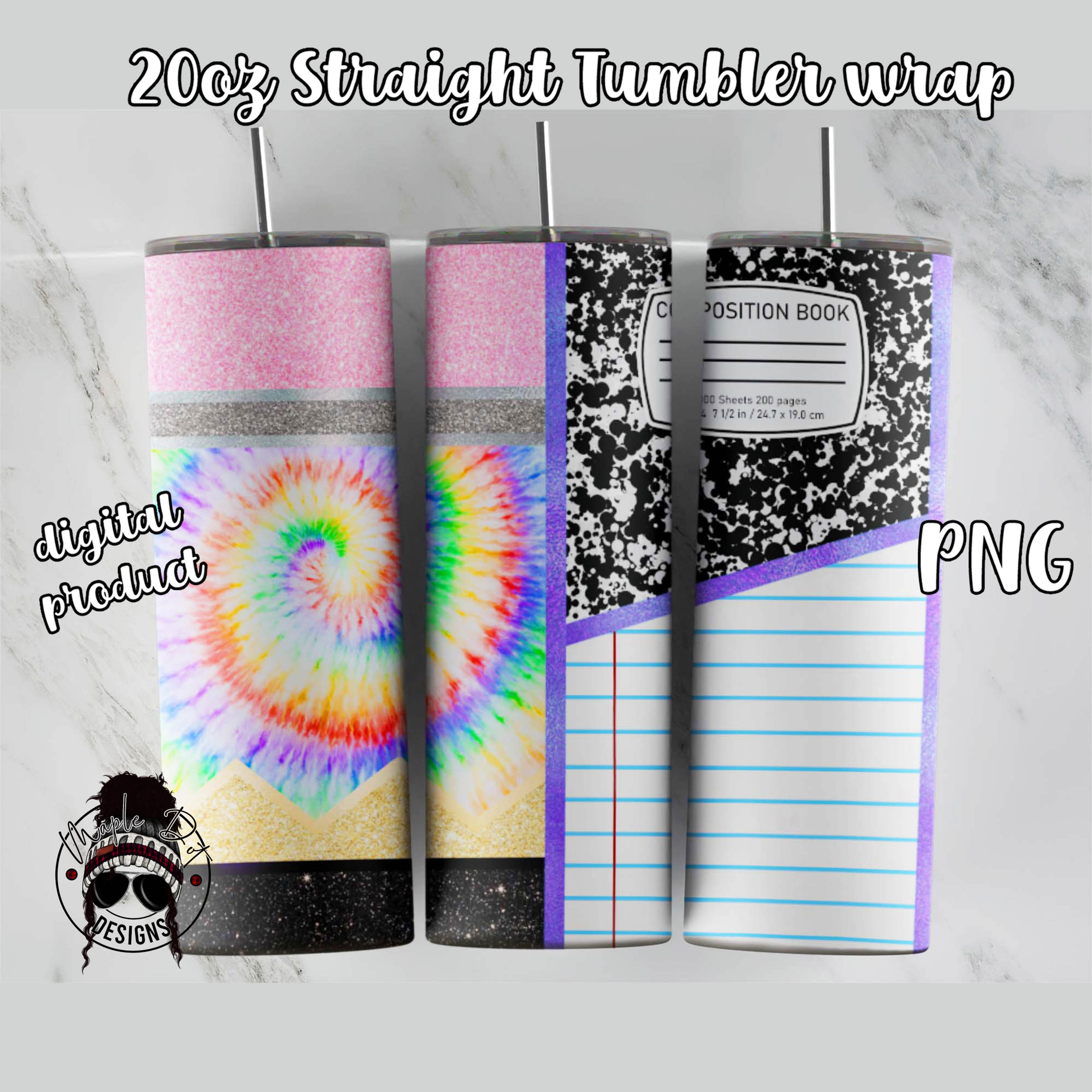 Composition Pencil Tumbler Wrap - 20oz Straight Tumbler Sublimation