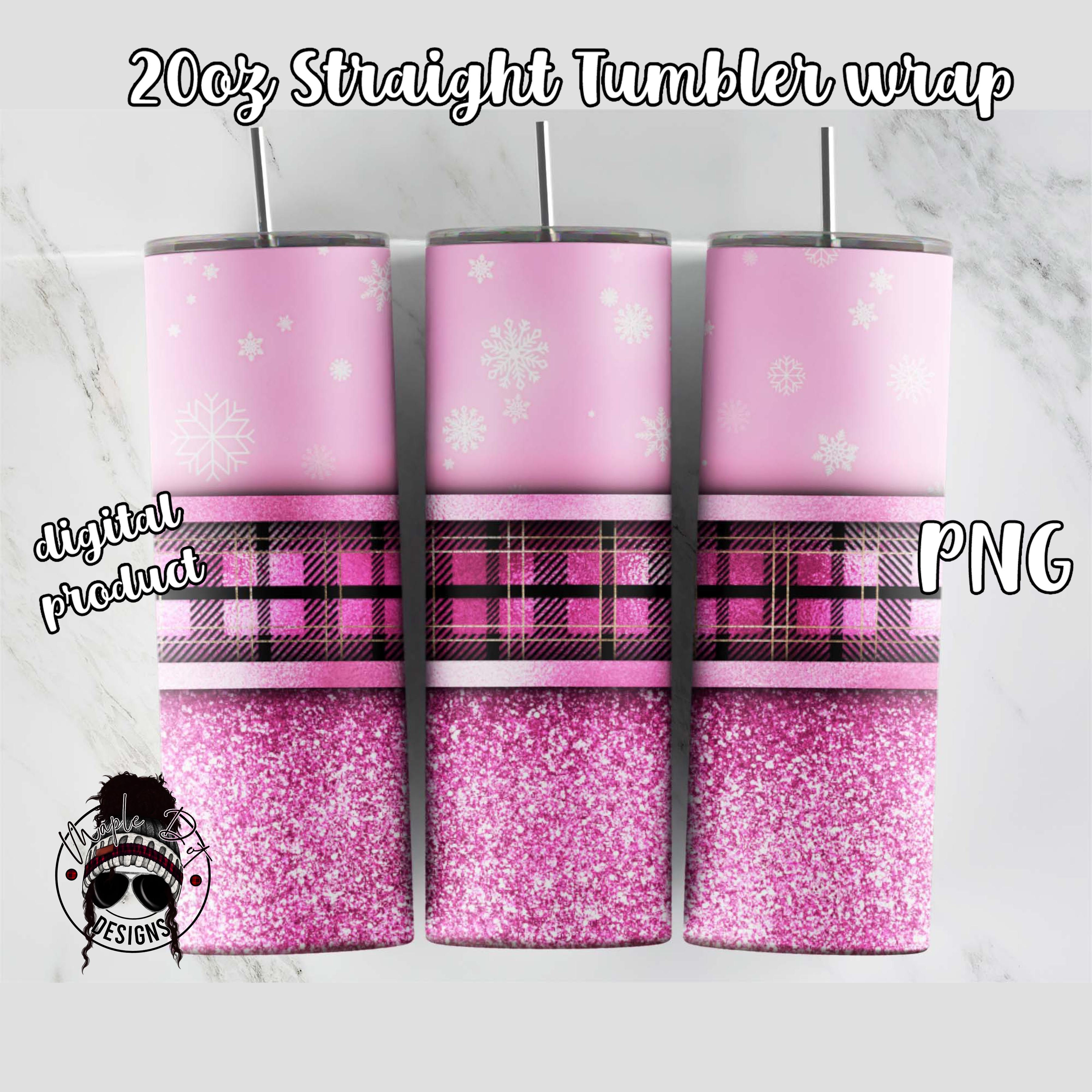 Pink Plaid Snowflake Tumbler Wrap | Christmas Sublimation