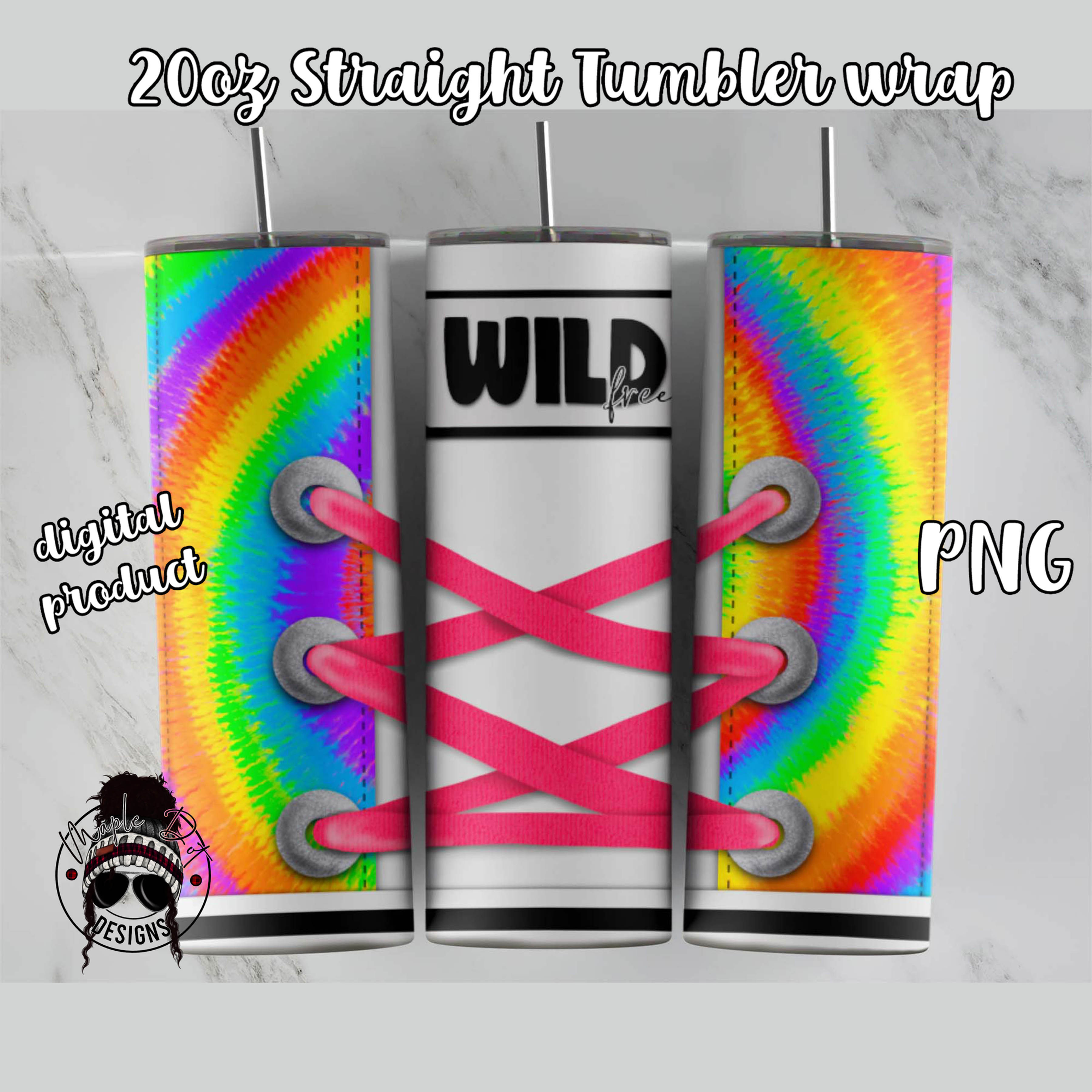 Tie Dye Rainbow Shoe Tumbler Wrap - 20oz Straight Tumbler Sublimation
