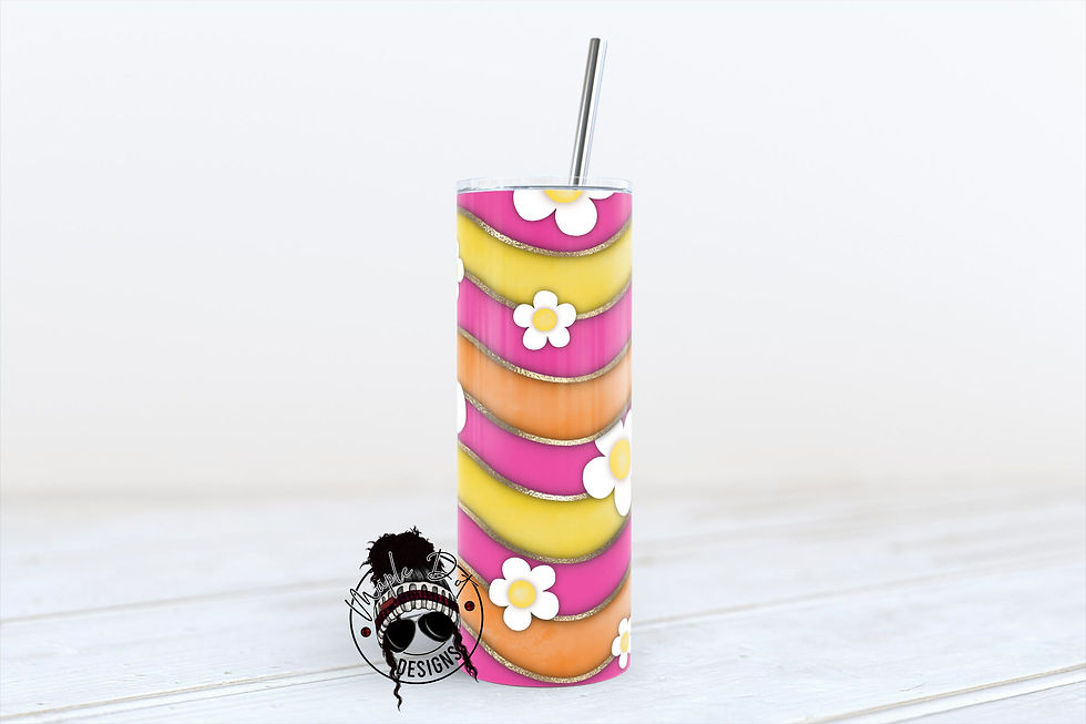 Thumbnail: Wavy Daisies Tumbler Wrap | 20oz Tumbler Sublimation